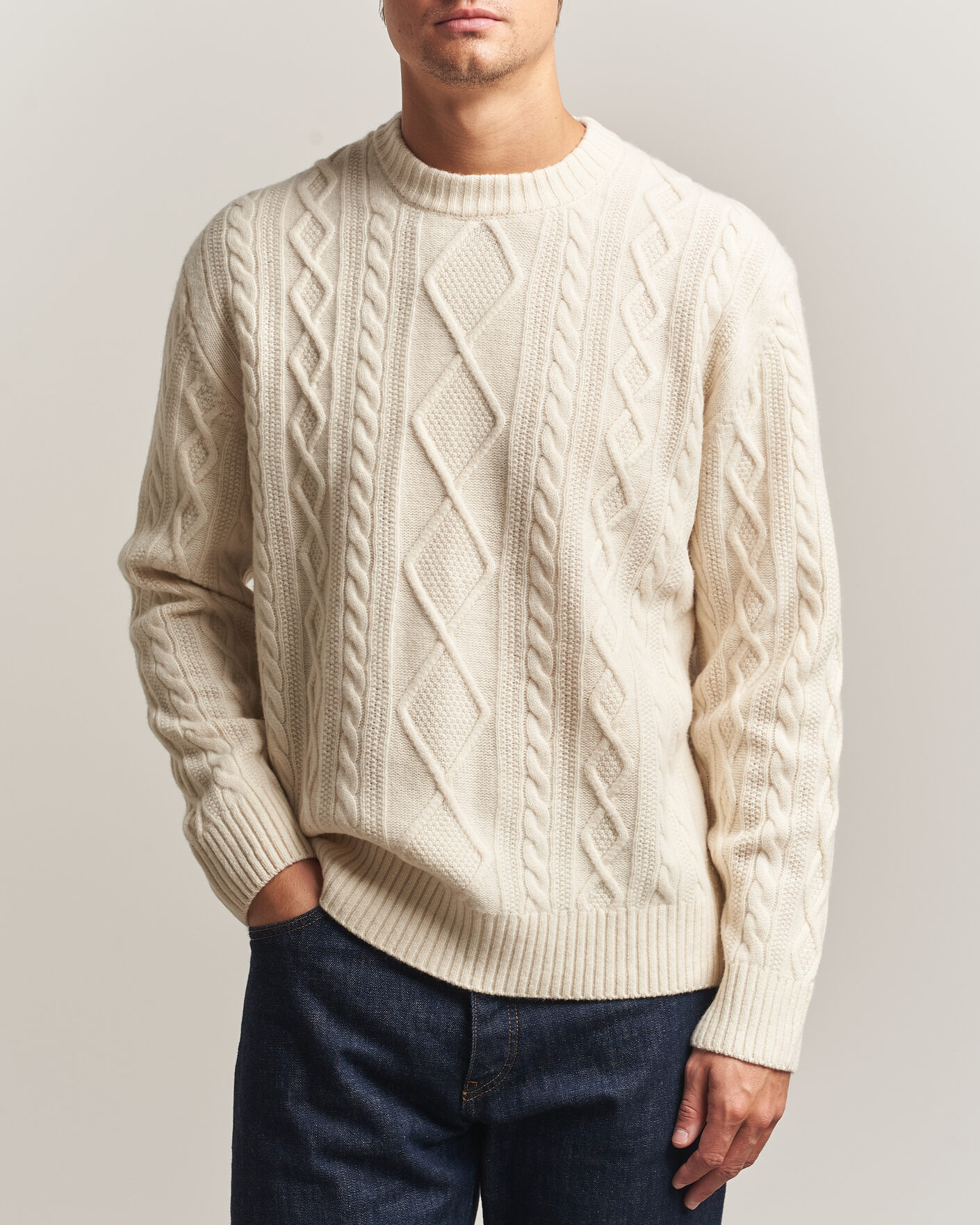 Herren | Pullover | BOSS ORANGE | Atreccio Wool Structured Knitted Sweater Open White