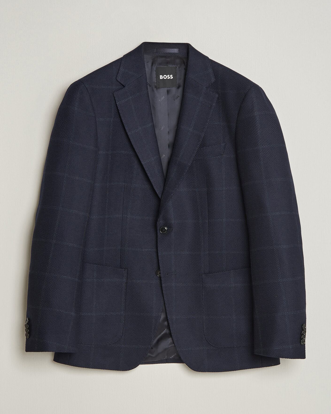 Herren | Sakkos | BOSS BLACK | Hutson Checked Wool Blazer Dark Blue