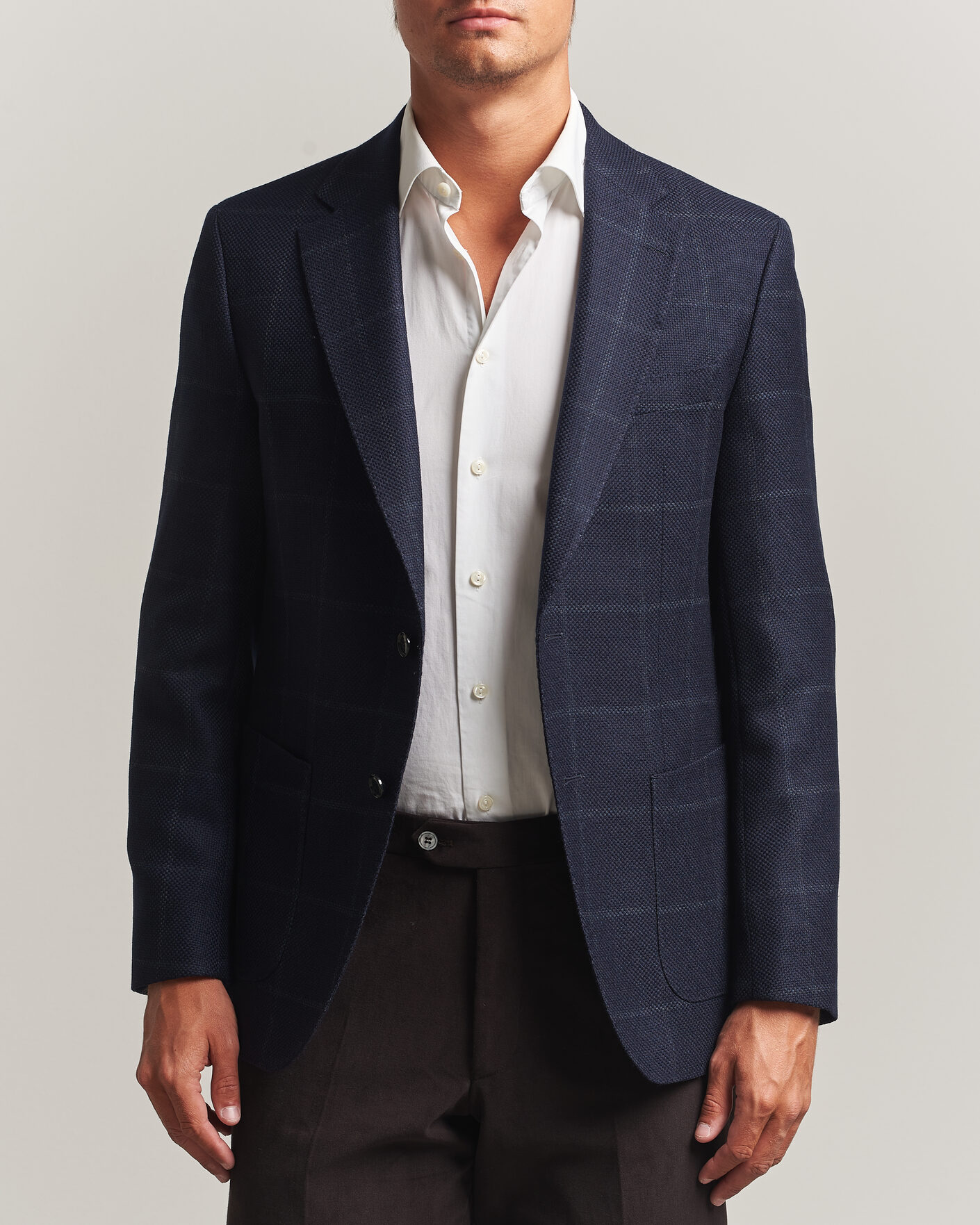 Herren | Sakkos | BOSS BLACK | Hutson Checked Wool Blazer Dark Blue