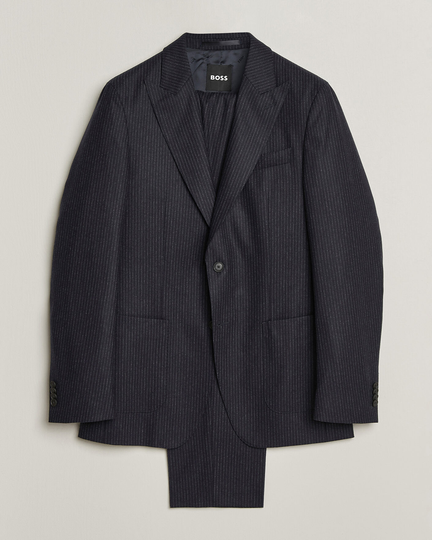 Herren | Anzüge | BOSS BLACK | Huge Wool Pinstriped Suit Dark Blue