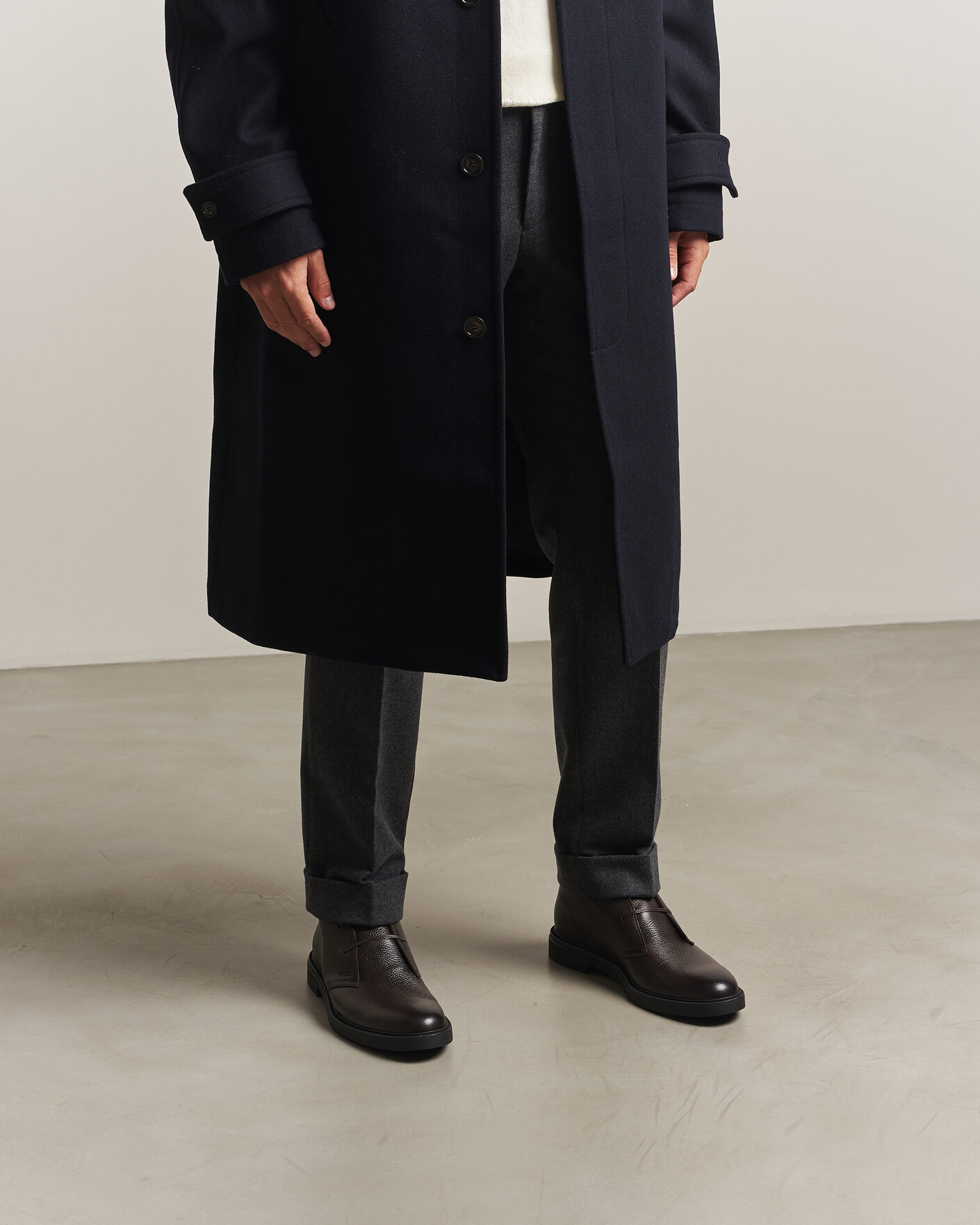 Herren | Boots | BOSS BLACK | Calev Grained Leather Chukka Boot Dark Brown