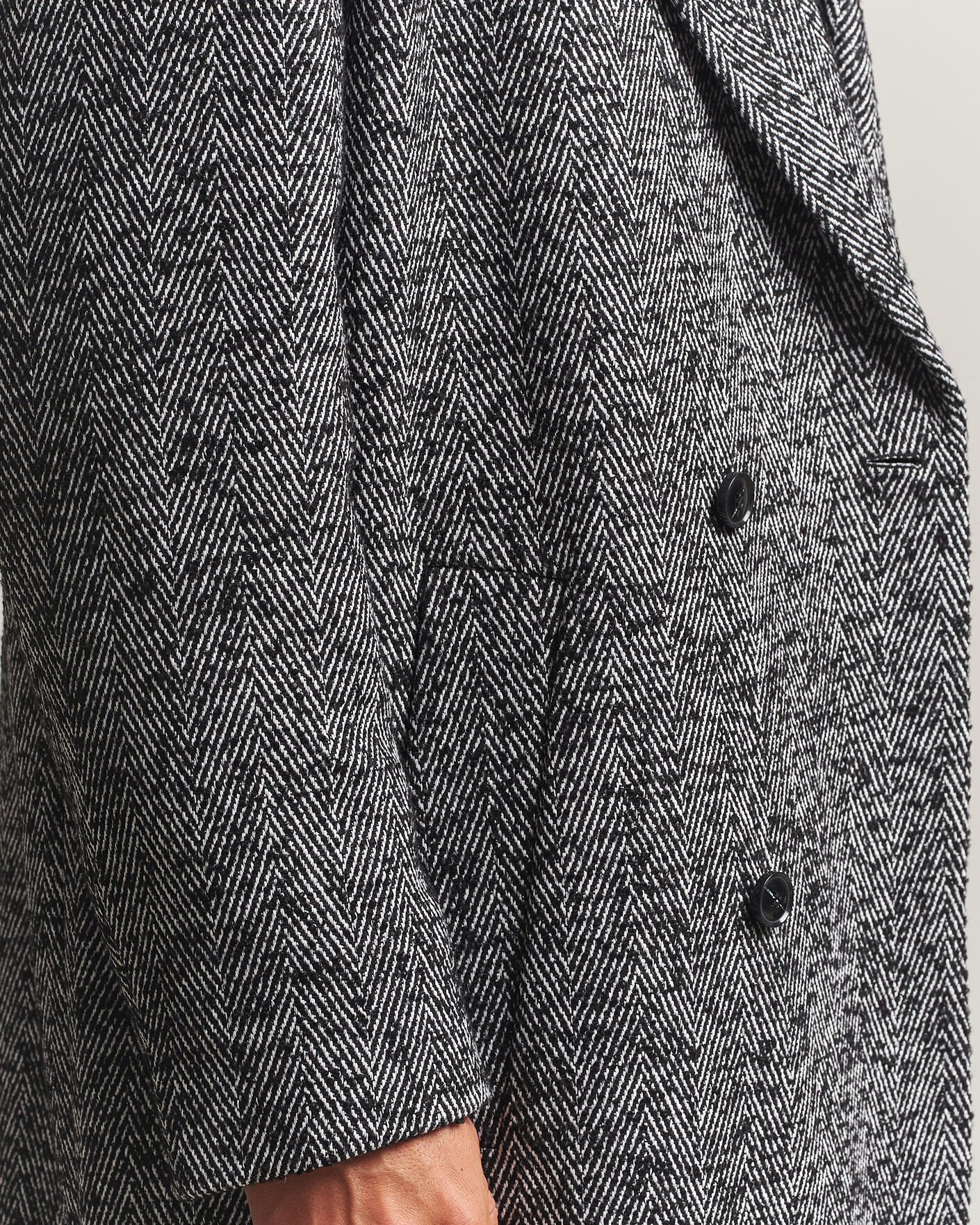 Herren | Jacken | HUGO | Milas Herringbone Double Breasted Coat Dark Grey