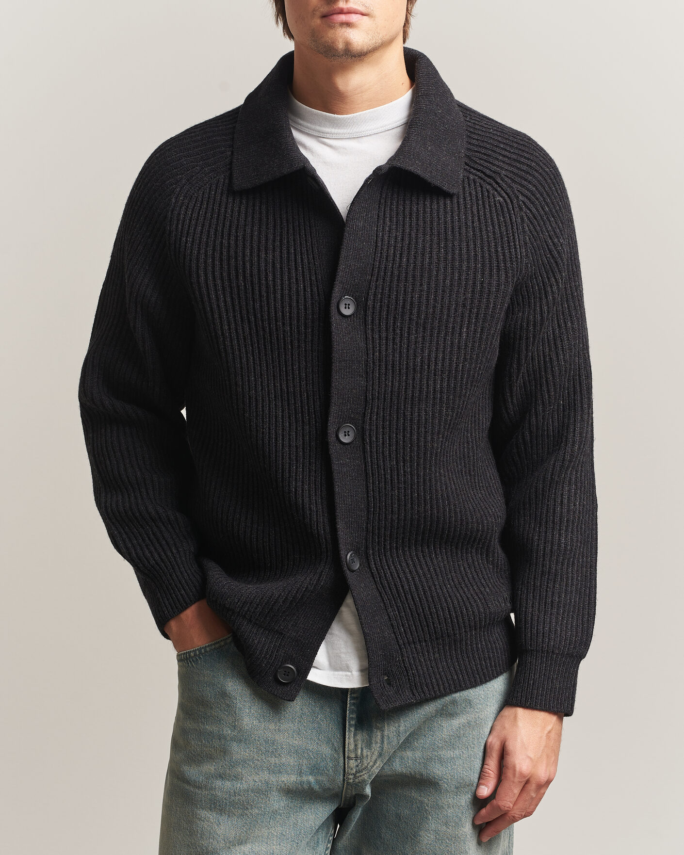 Herren | Pullover | HUGO | Sardeep Wool Knitted Cardigan Black