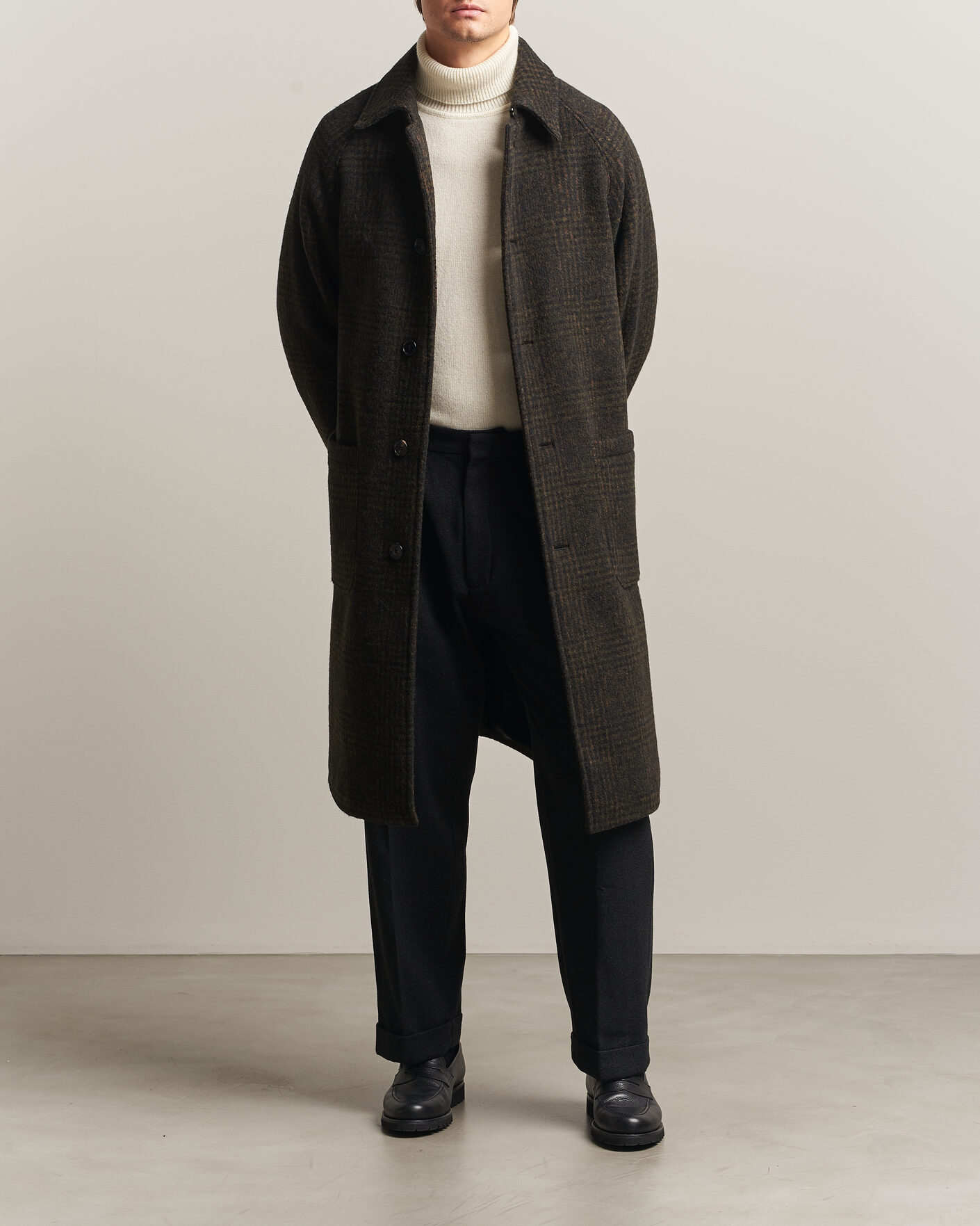 Herren | Jacken | BOSS CAMEL | Cohn Wool Checked Coat Open Green