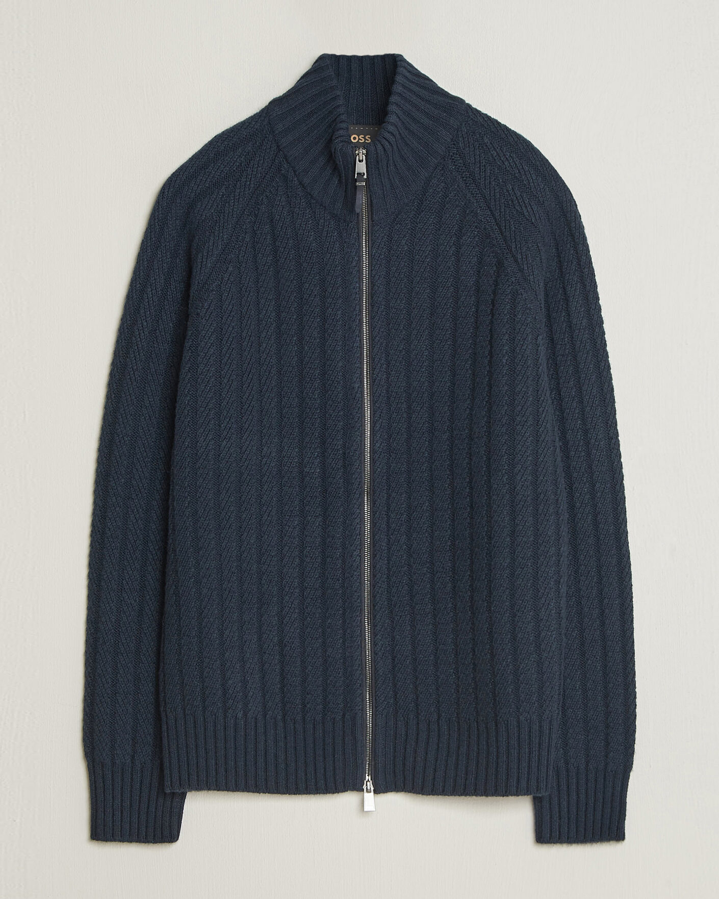 Herren | Pullover | BOSS CAMEL | Filane Wool Knitted Full Zip Dark Blue