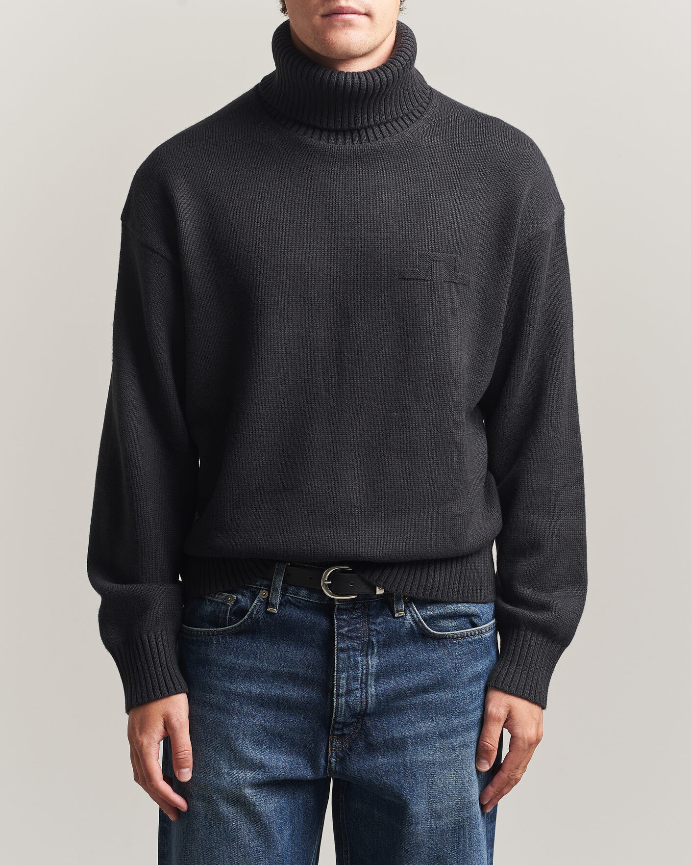Herren | Pullover | J.Lindeberg | Eddy Wool/Cotton Knitted Turtleneck Black