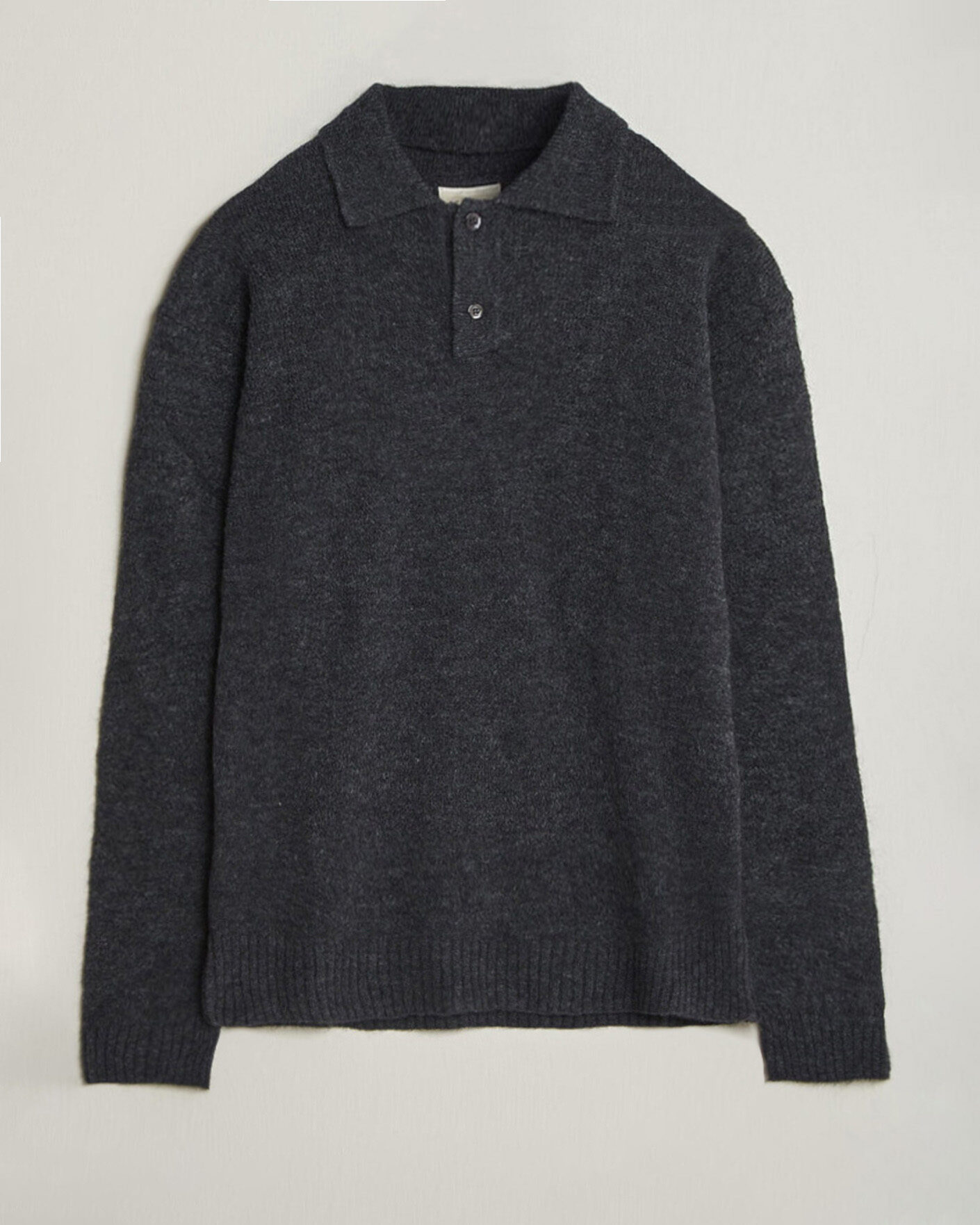 Herren | Pullover | Forét | Alpine Polo Knit Dark Grey Melange