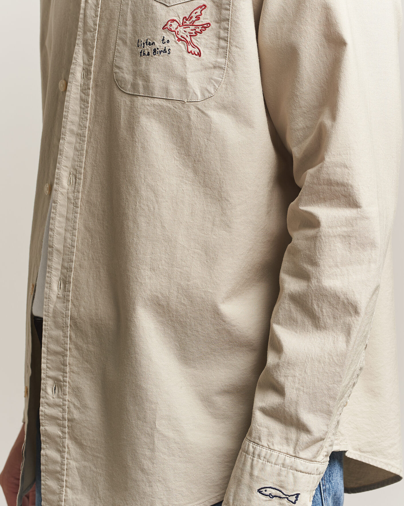 Herren | Hemden | Forét | Maple Embroidery Oxford Shirt Oat