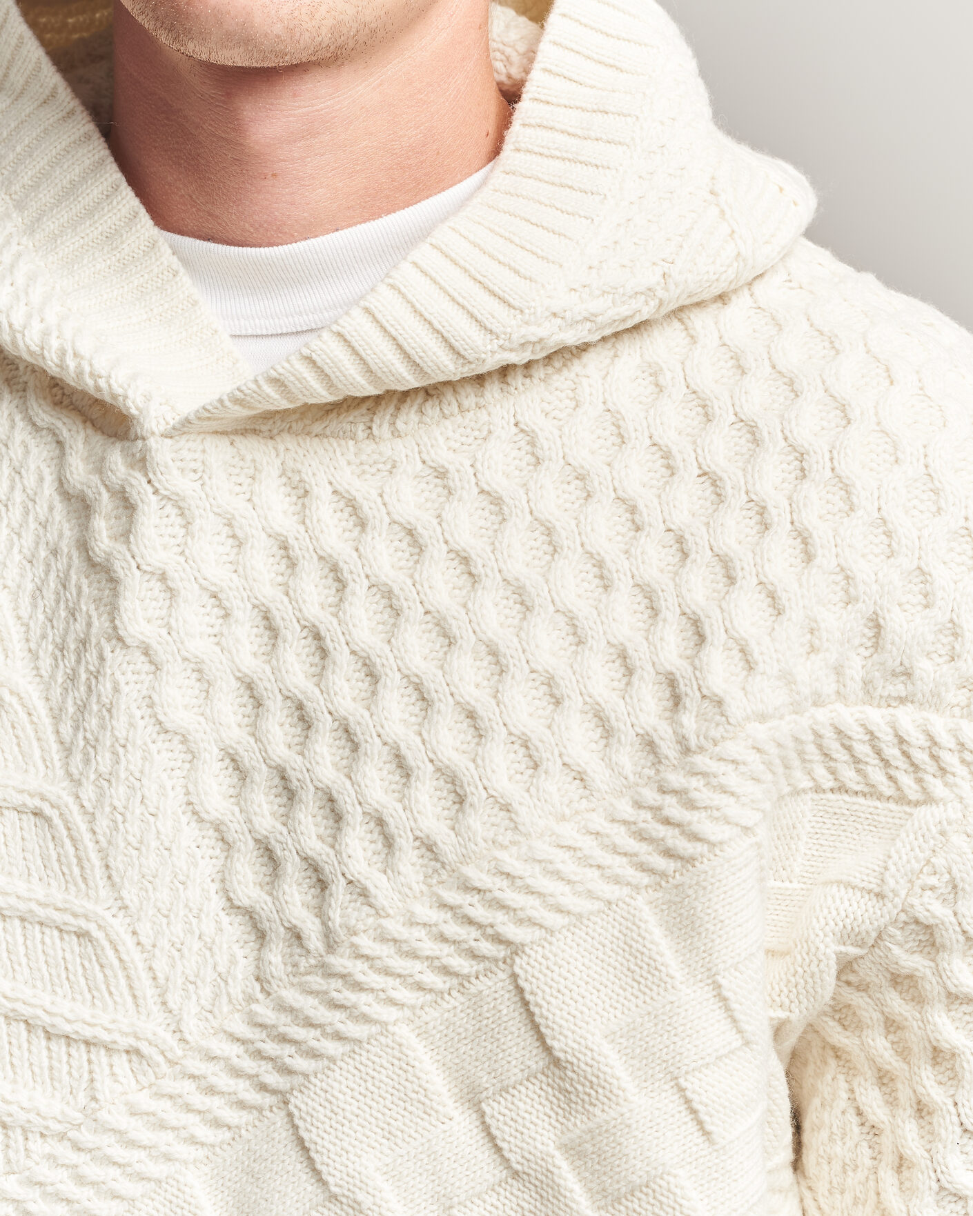 Herren | Pullover | J.Lindeberg | Savio Cable Knitted Hoodie Tofu