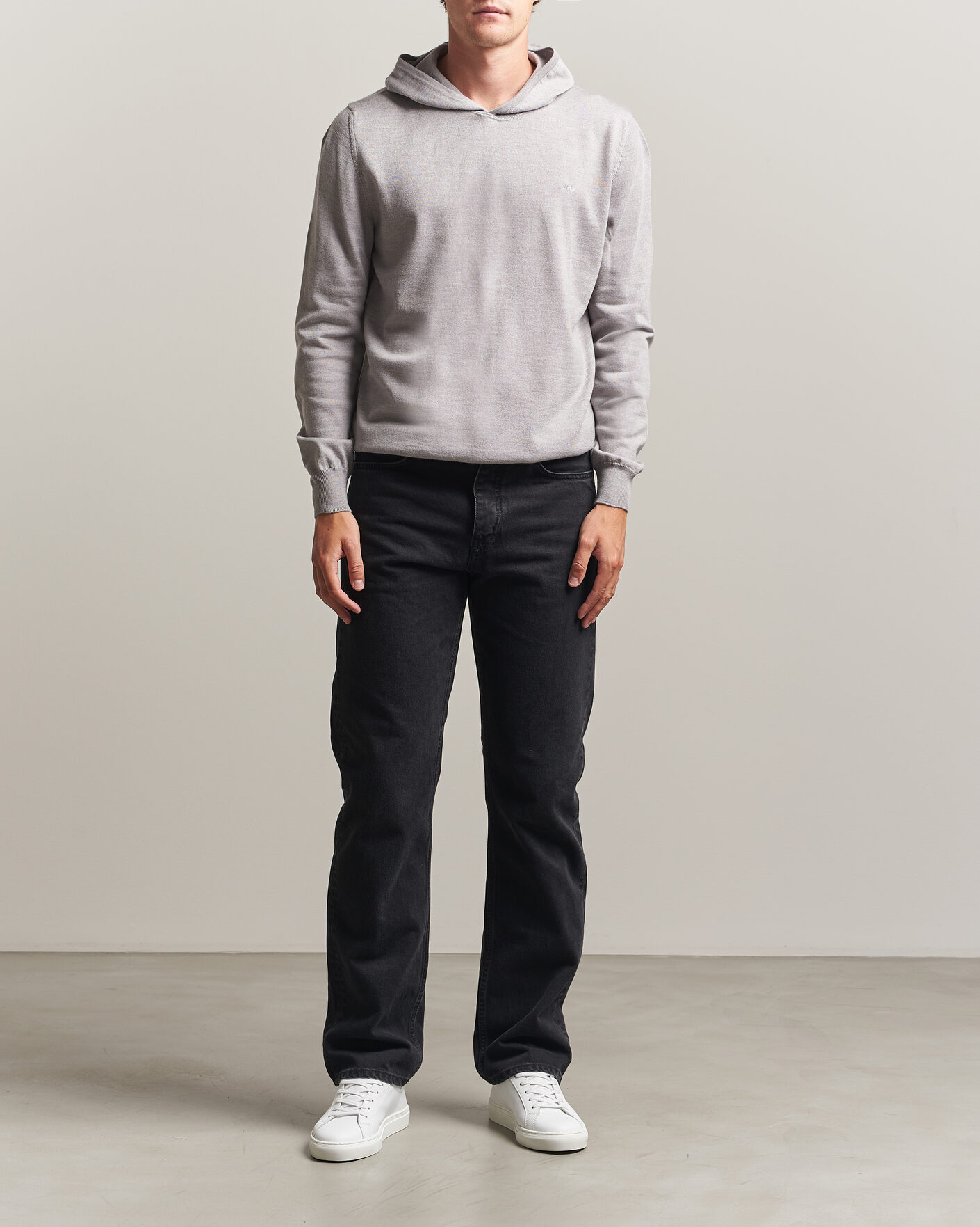 Herren | Pullover | J.Lindeberg | Karl Merino Hoodie Light Grey Melange