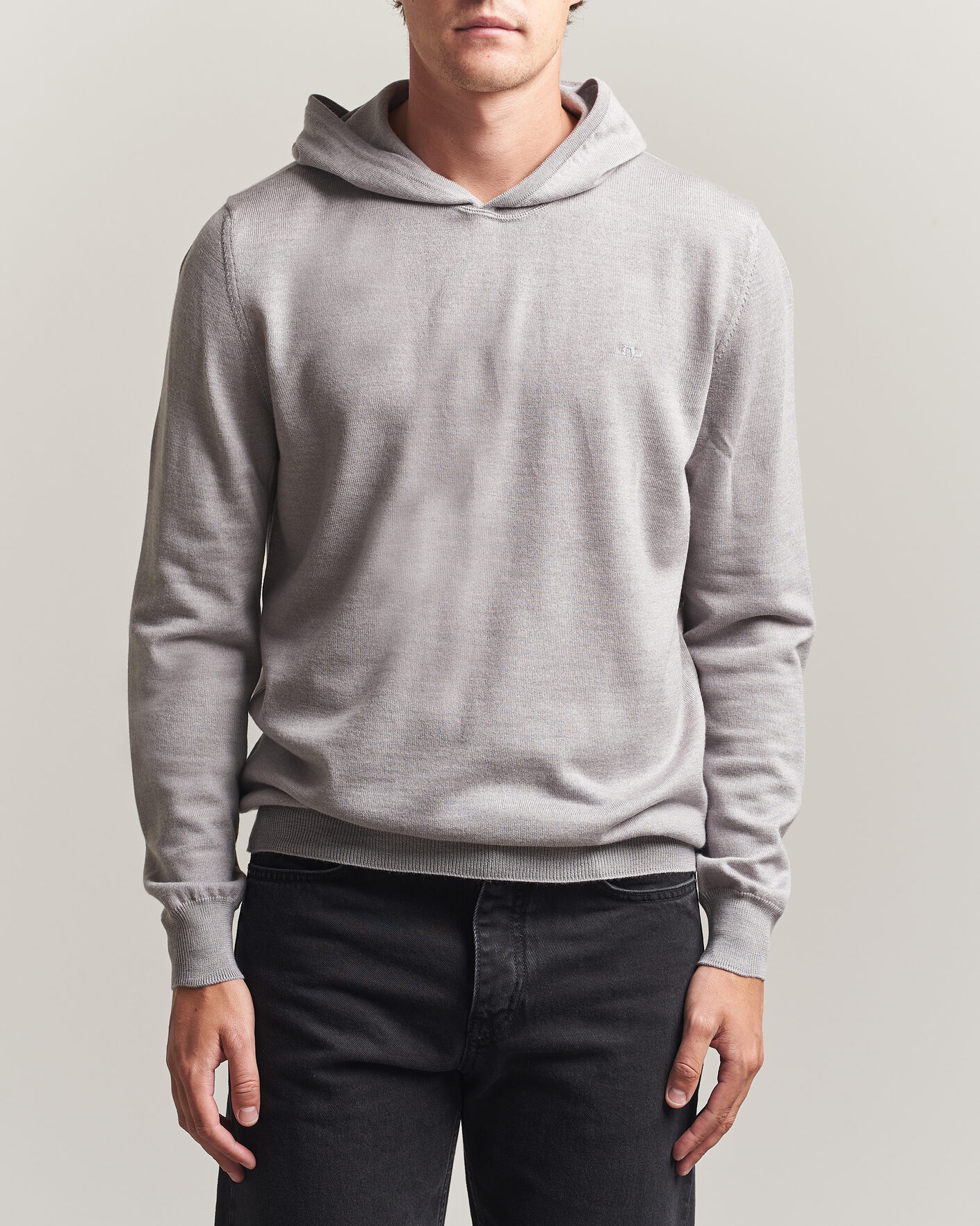 Herren | Pullover | J.Lindeberg | Karl Merino Hoodie Light Grey Melange