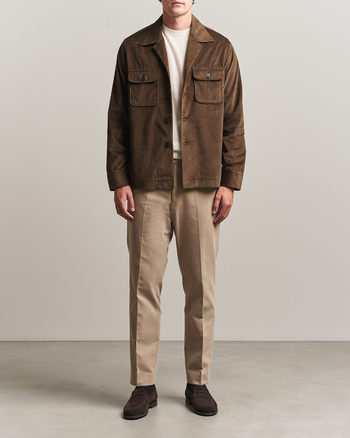 Herren | Hemden | Grigio | Corduroy Overshirt Dark Brown
