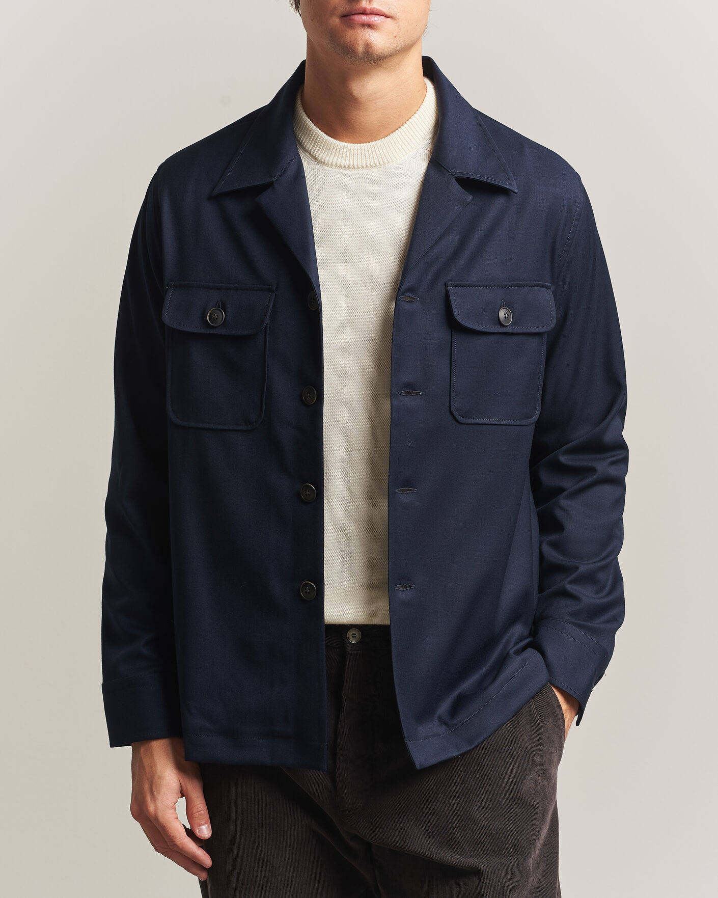 Herren | Hemden | Grigio | Twill Overshirt Navy