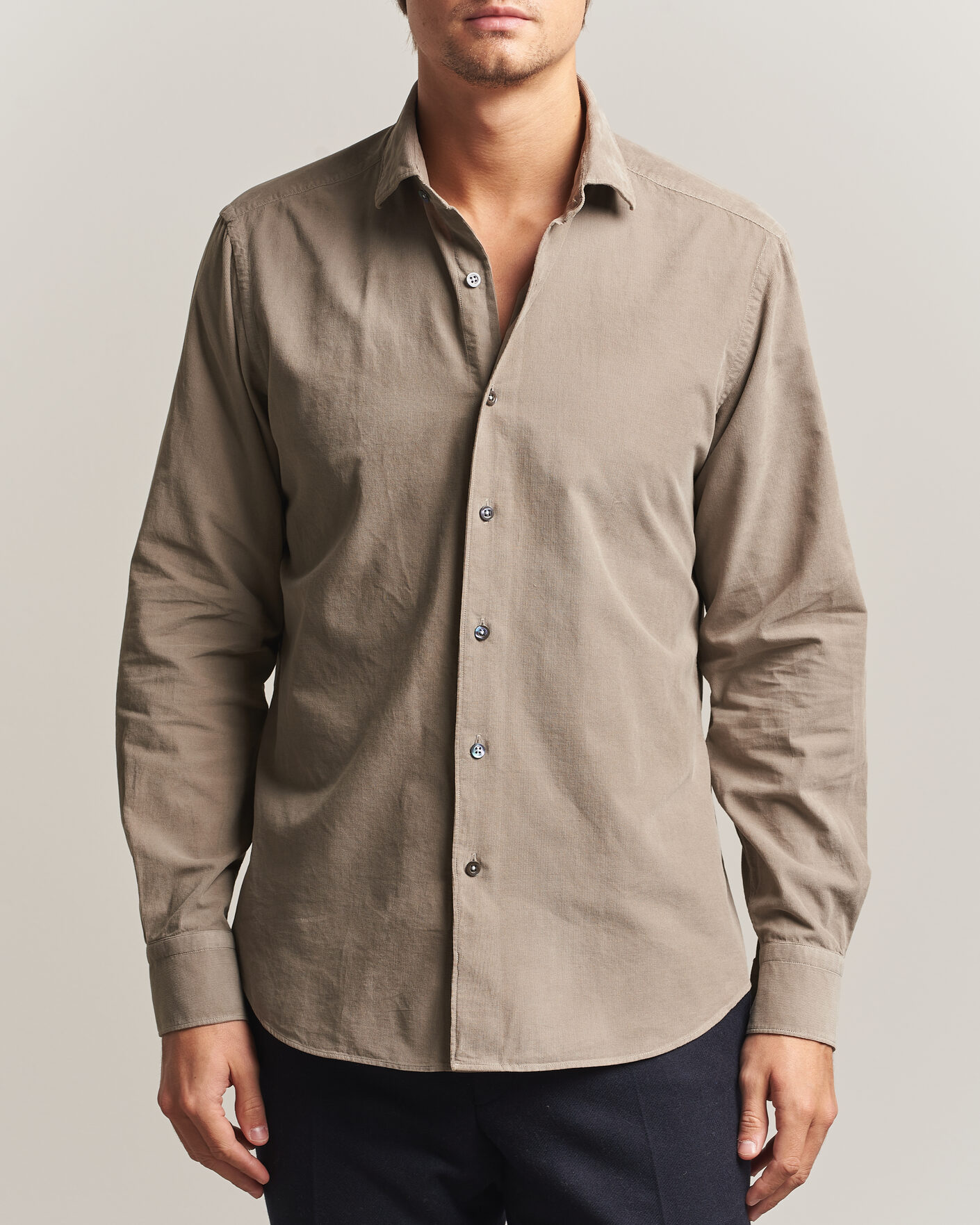 Herren | Hemden | Grigio | Corduroy Shirt Beige