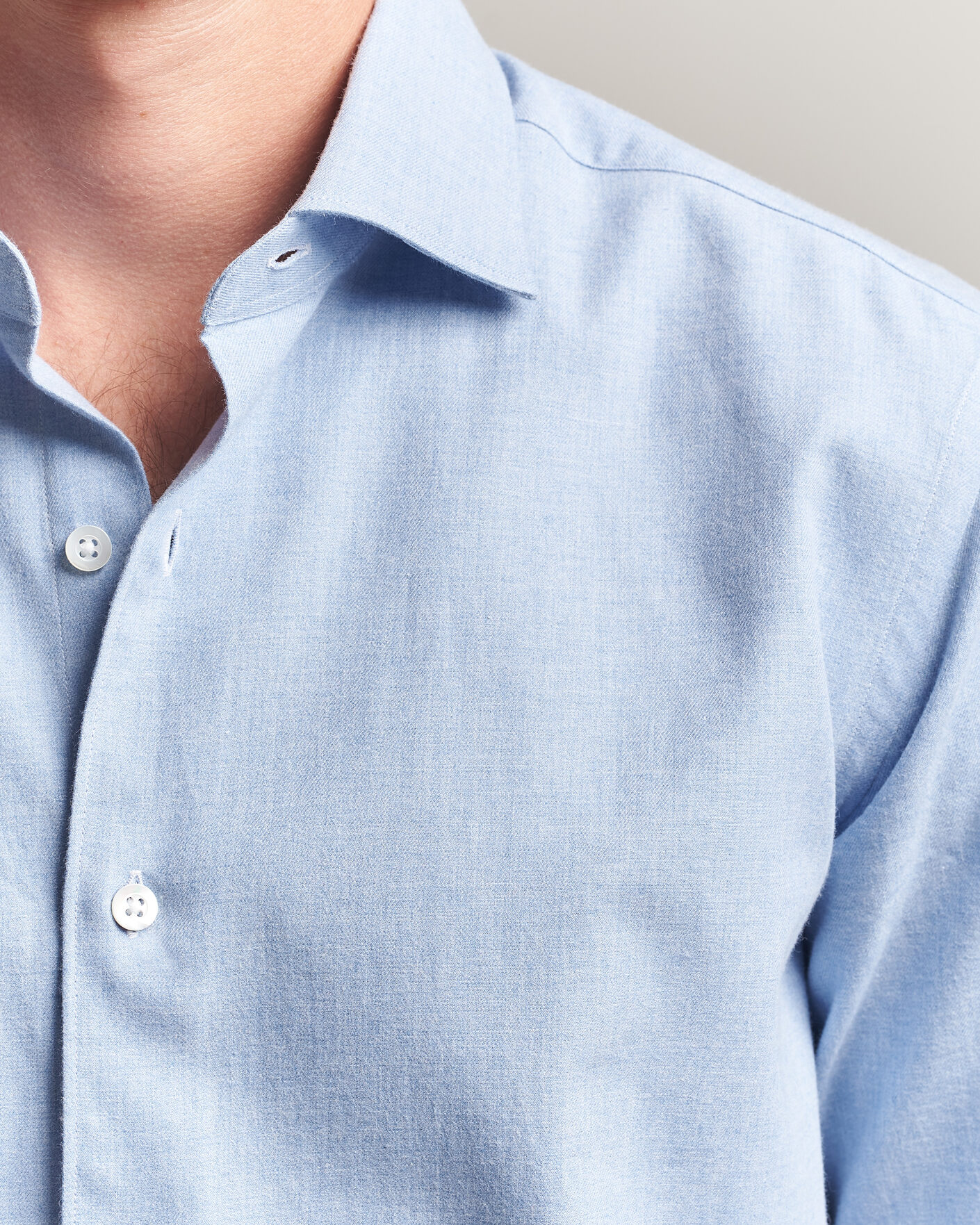 Herren | Hemden | Grigio | Washed Flannel Shirt Light Blue