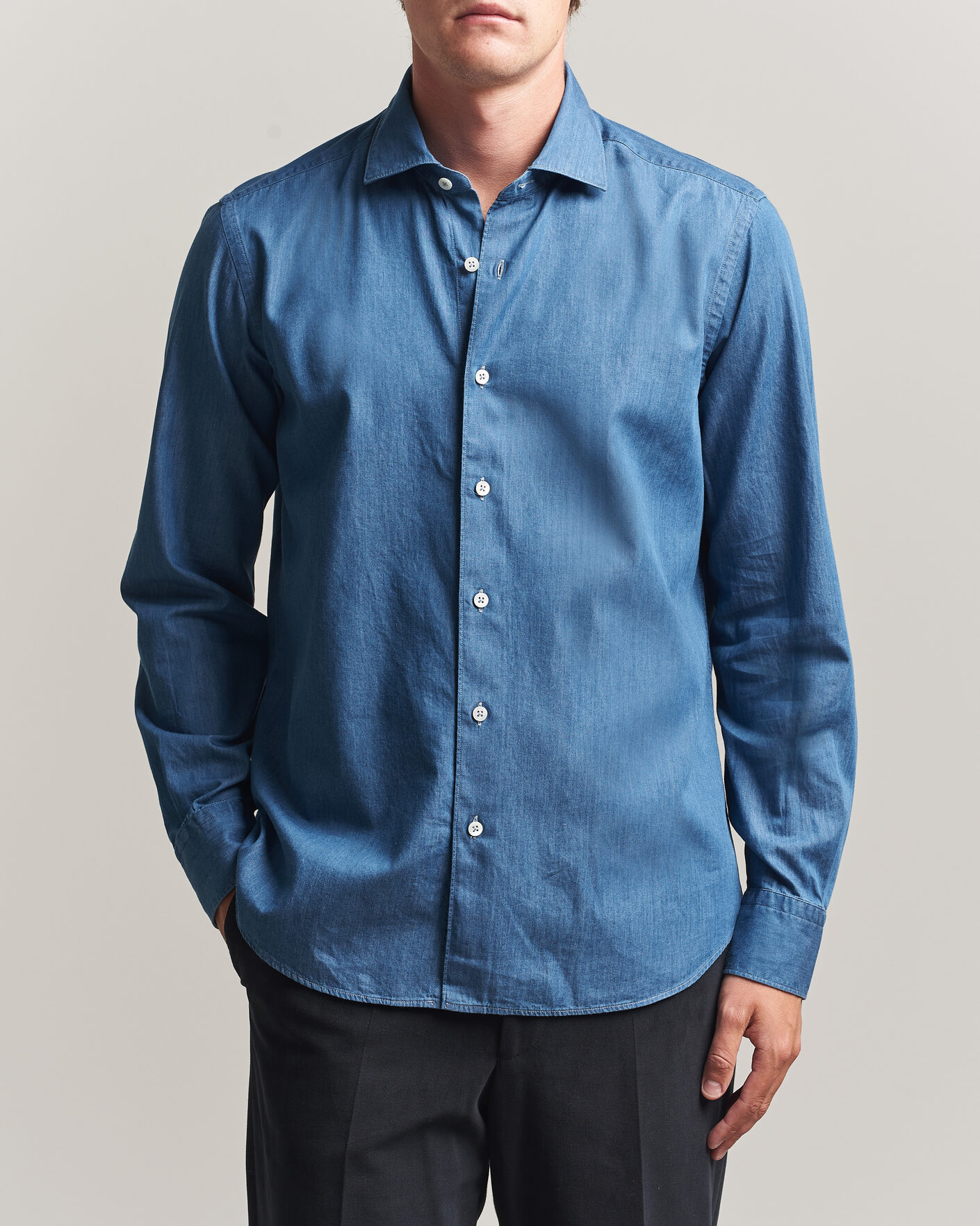 Herren | Hemden | Grigio | Denim Shirt Light Blue