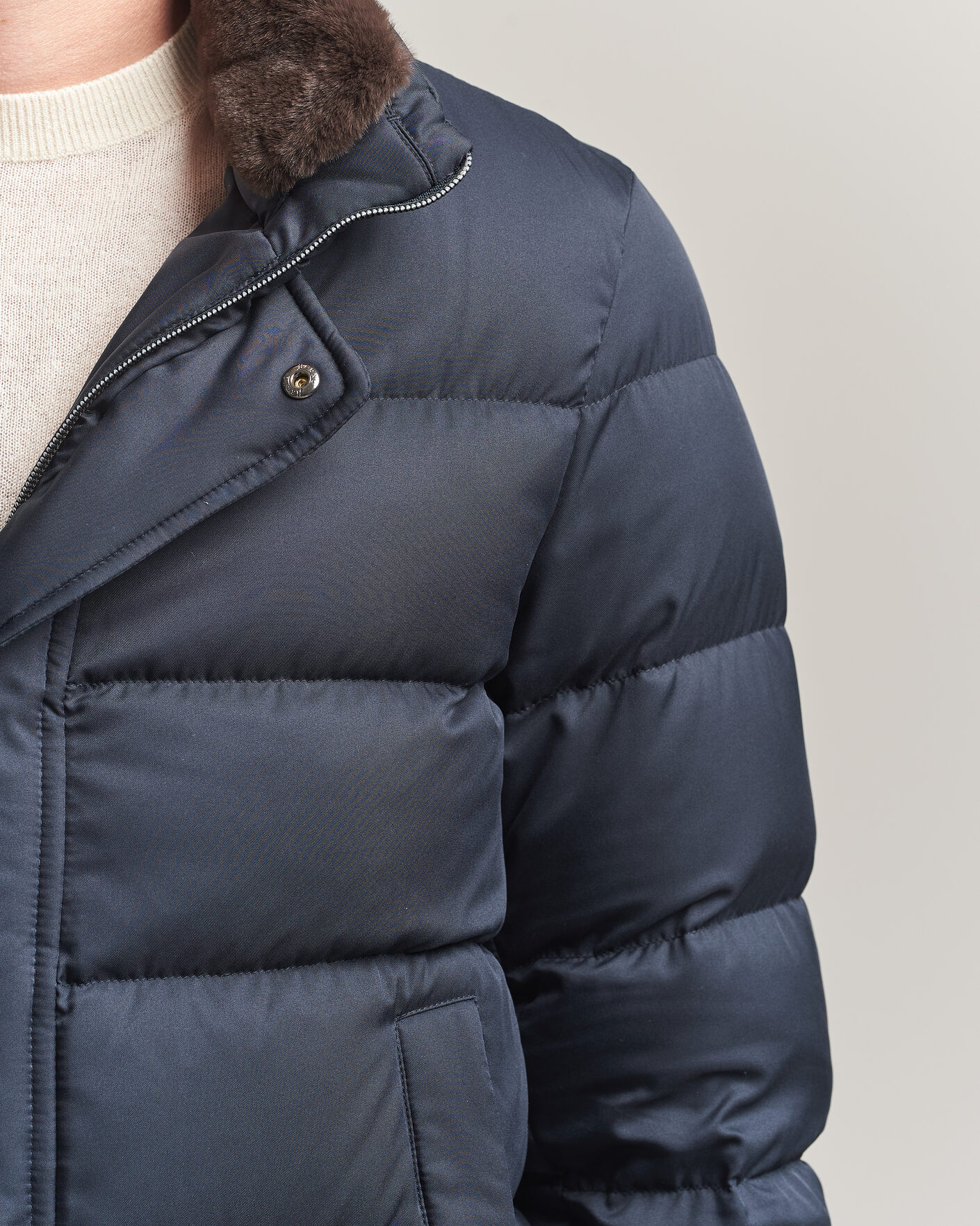 Herren | Jacken | Herno | Faux Fur Down Jacket Navy