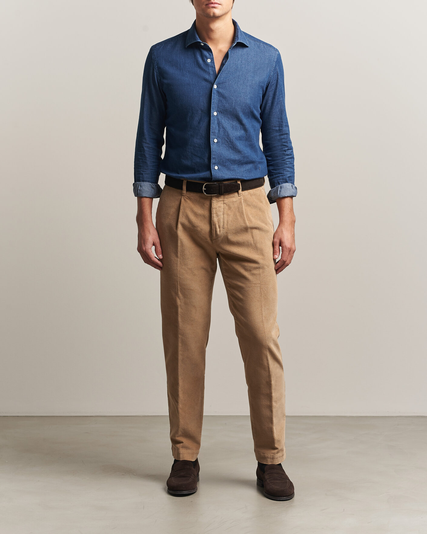Herren | Hosen | Incotex | Regular Fit Washed Corduroy Slacks Khaki
