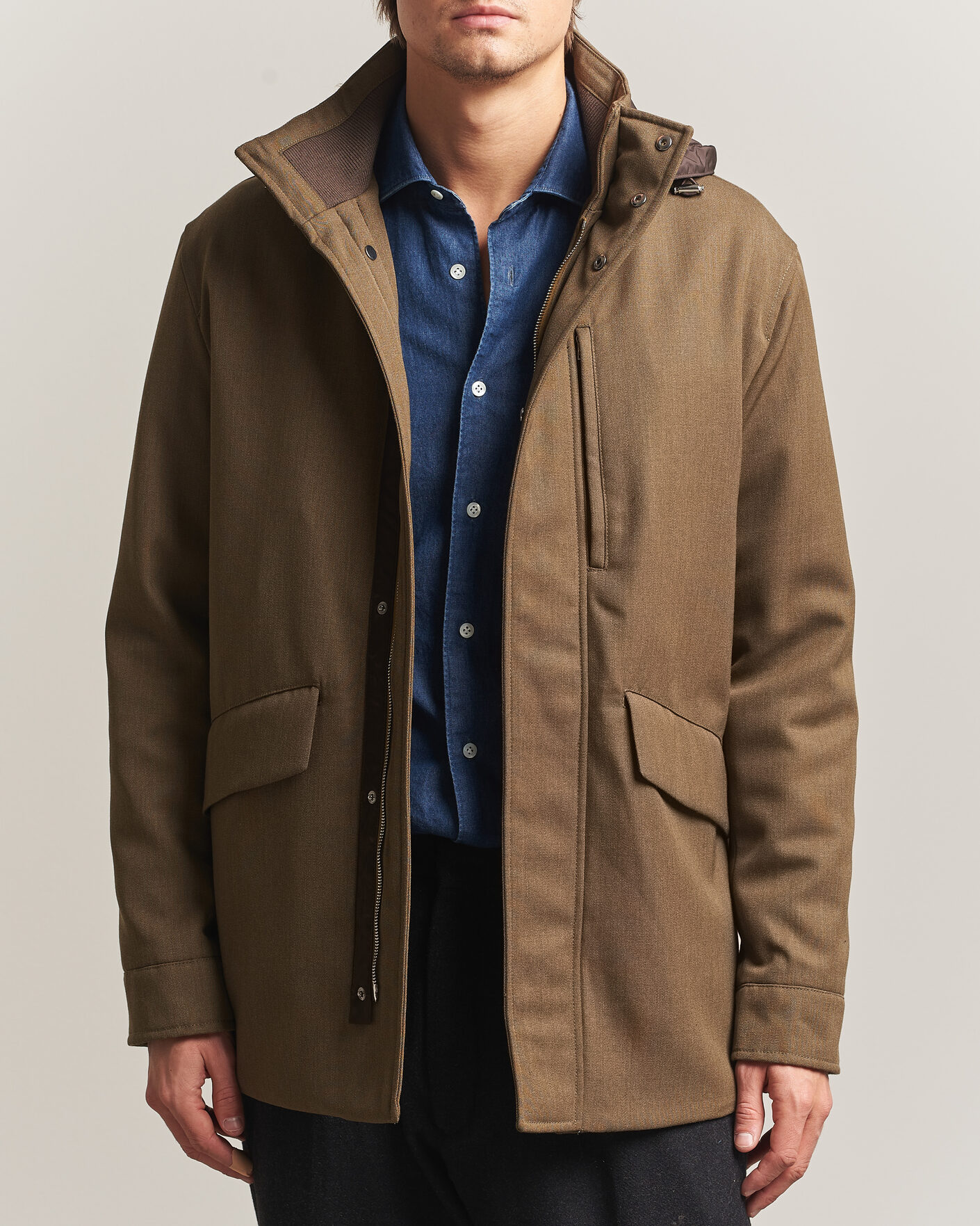 Herren | Jacken | Incotex | Water Repellent Rain Caban Country Green