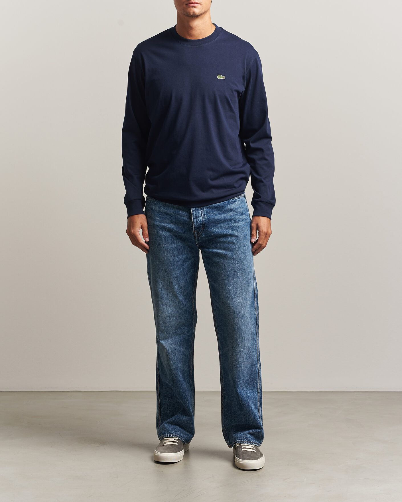 Herren | T-Shirts | Lacoste | Crew Neck Long Sleeve T-Shirt Navy Blue