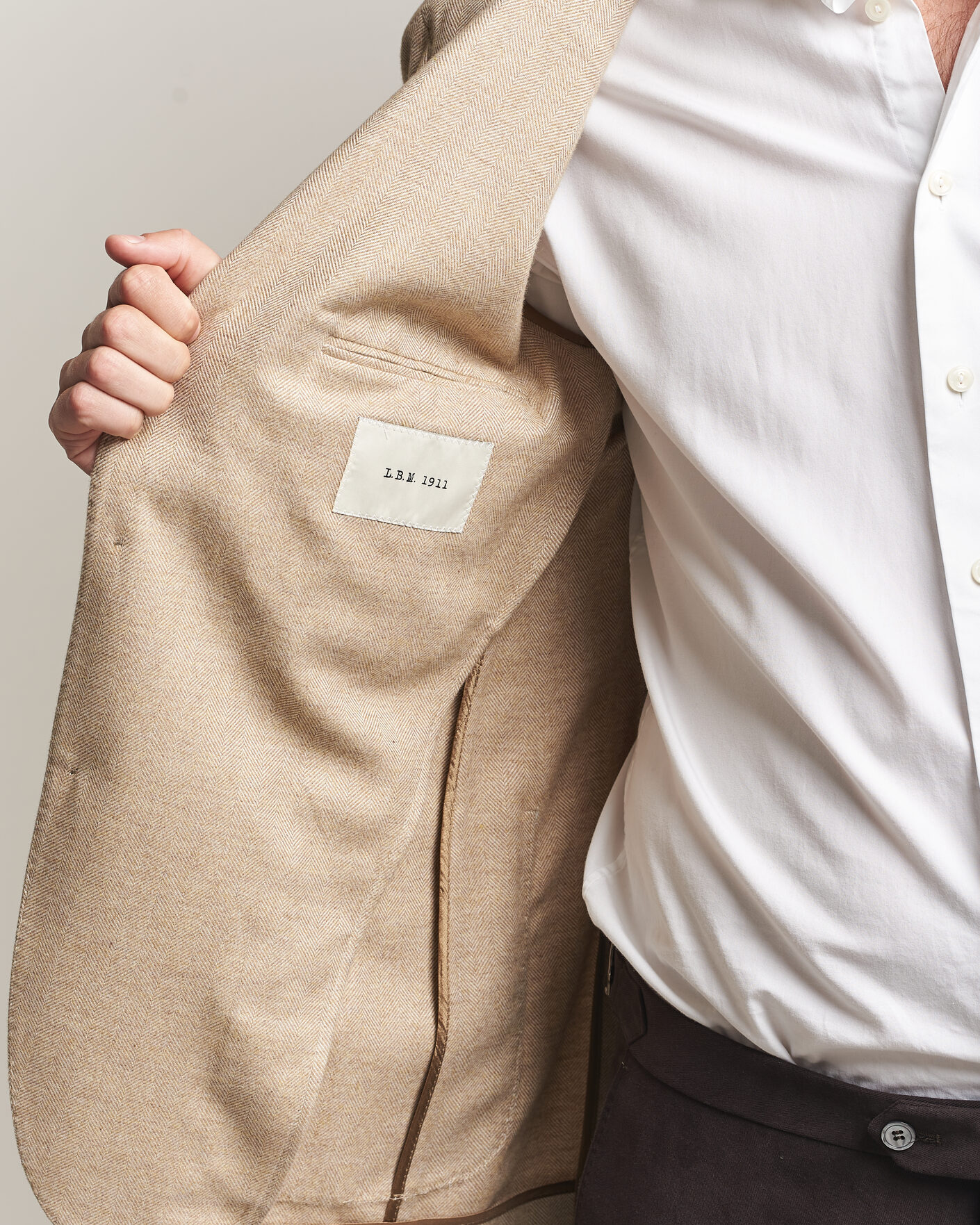Herren | Sakkos | L.B.M. 1911 | Jack Cotton Herringbone Blazer Beige