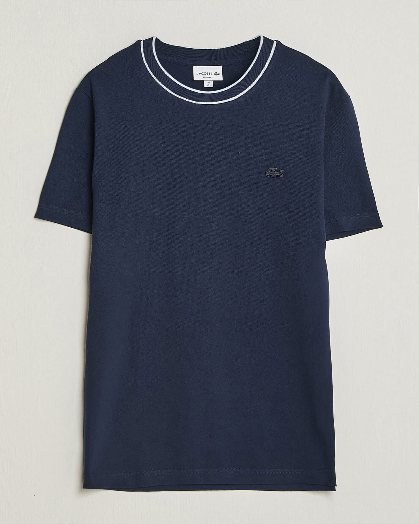 Herren | T-Shirts | Lacoste | Contrast Rib Piqué T-Shirt Navy Blue