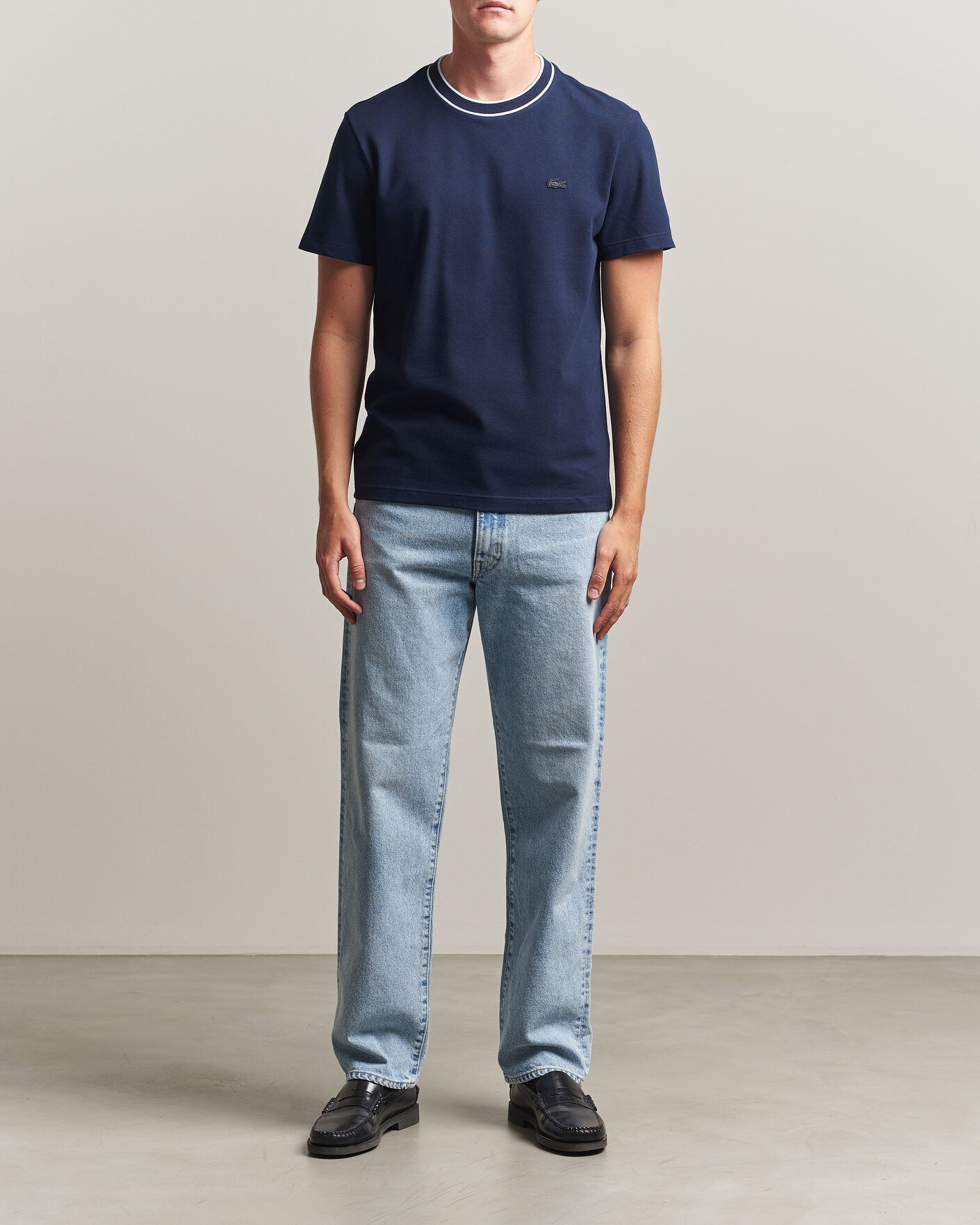 Herren | T-Shirts | Lacoste | Contrast Rib Piqué T-Shirt Navy Blue