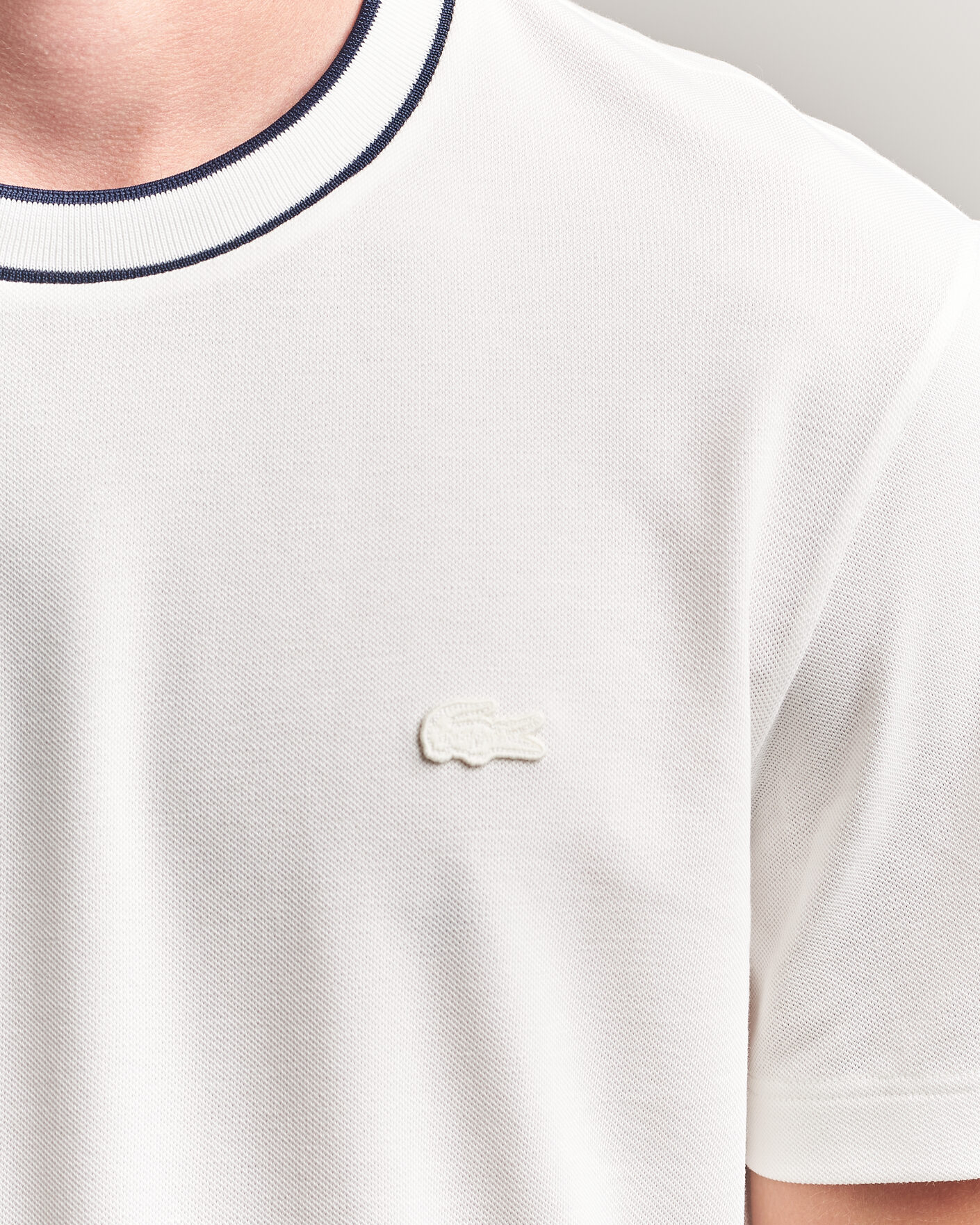 Herren | T-Shirts | Lacoste | Contrast Rib Piqué T-Shirt Flour