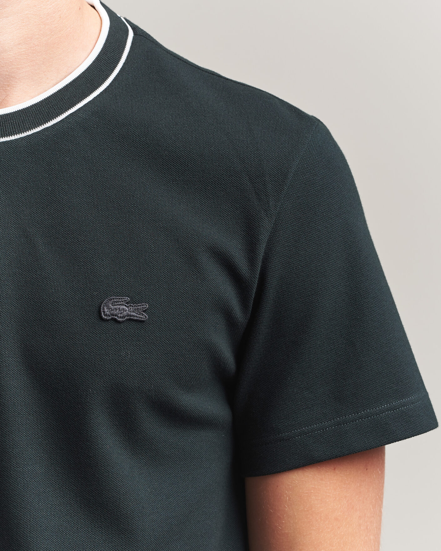Herren | T-Shirts | Lacoste | Contrast Rib Piqué T-Shirt Dark Varech