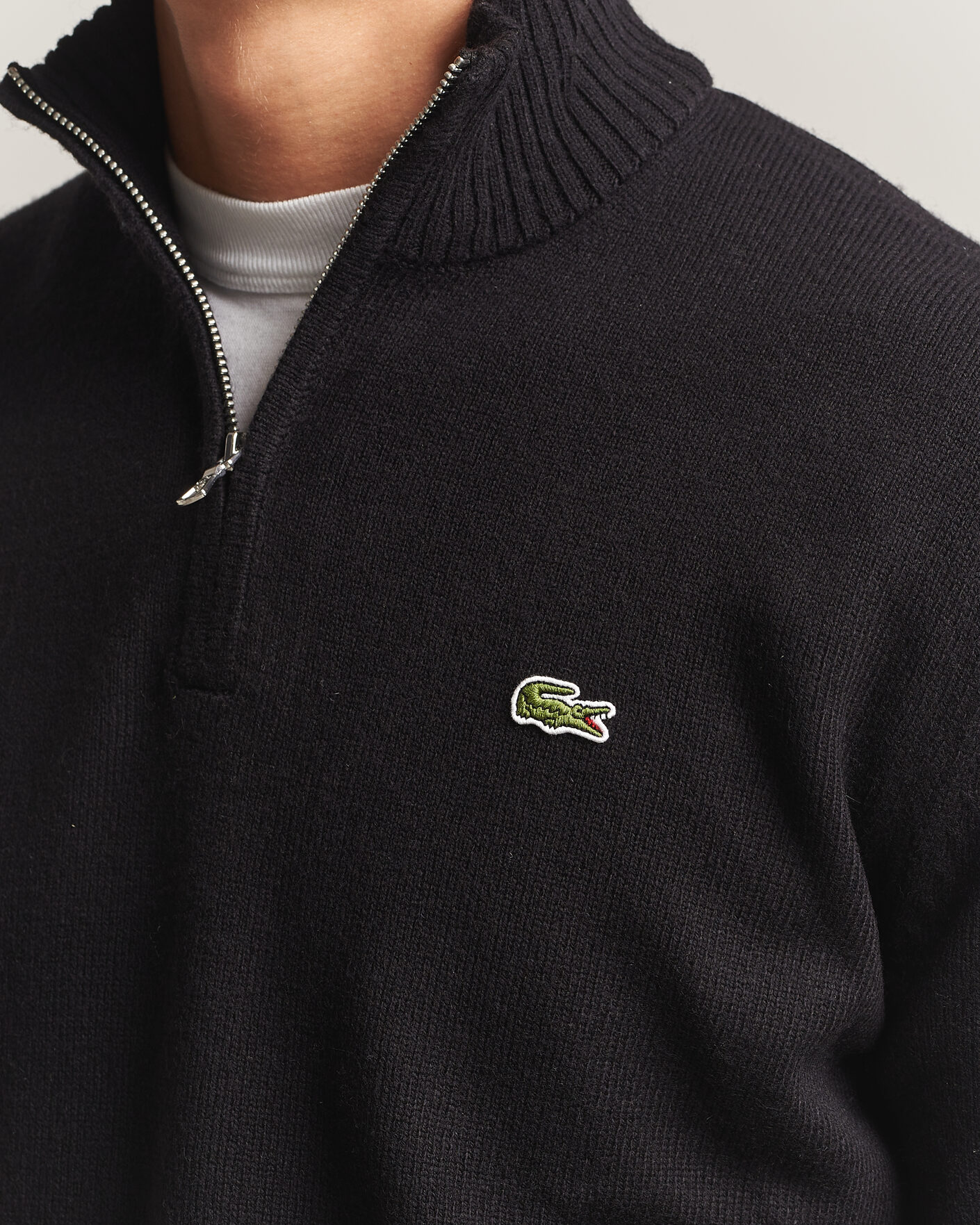 Herren | Pullover | Lacoste | Carded Wool Half Zip Black