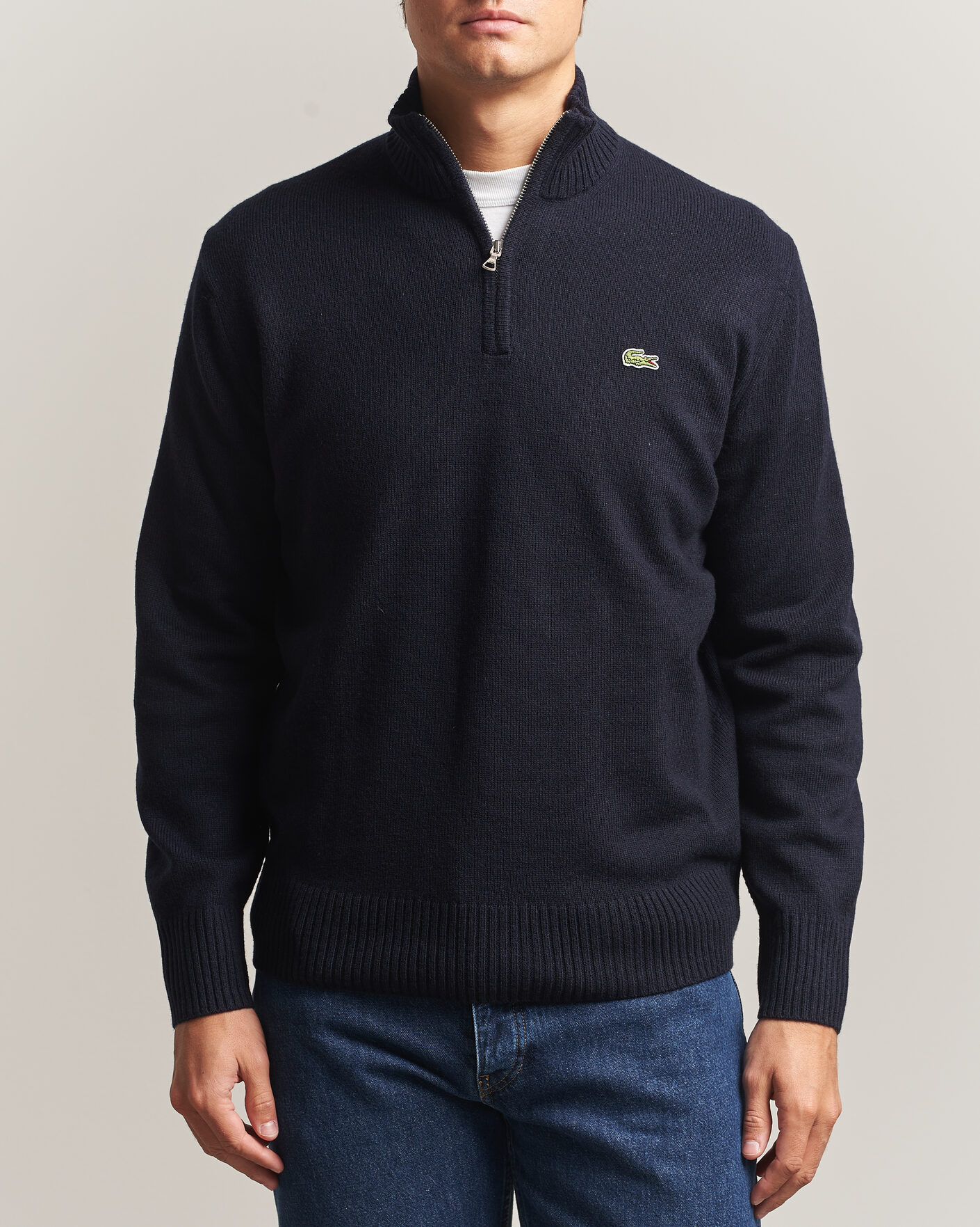 Herren | Pullover | Lacoste | Carded Wool Half Zip Navy Blue
