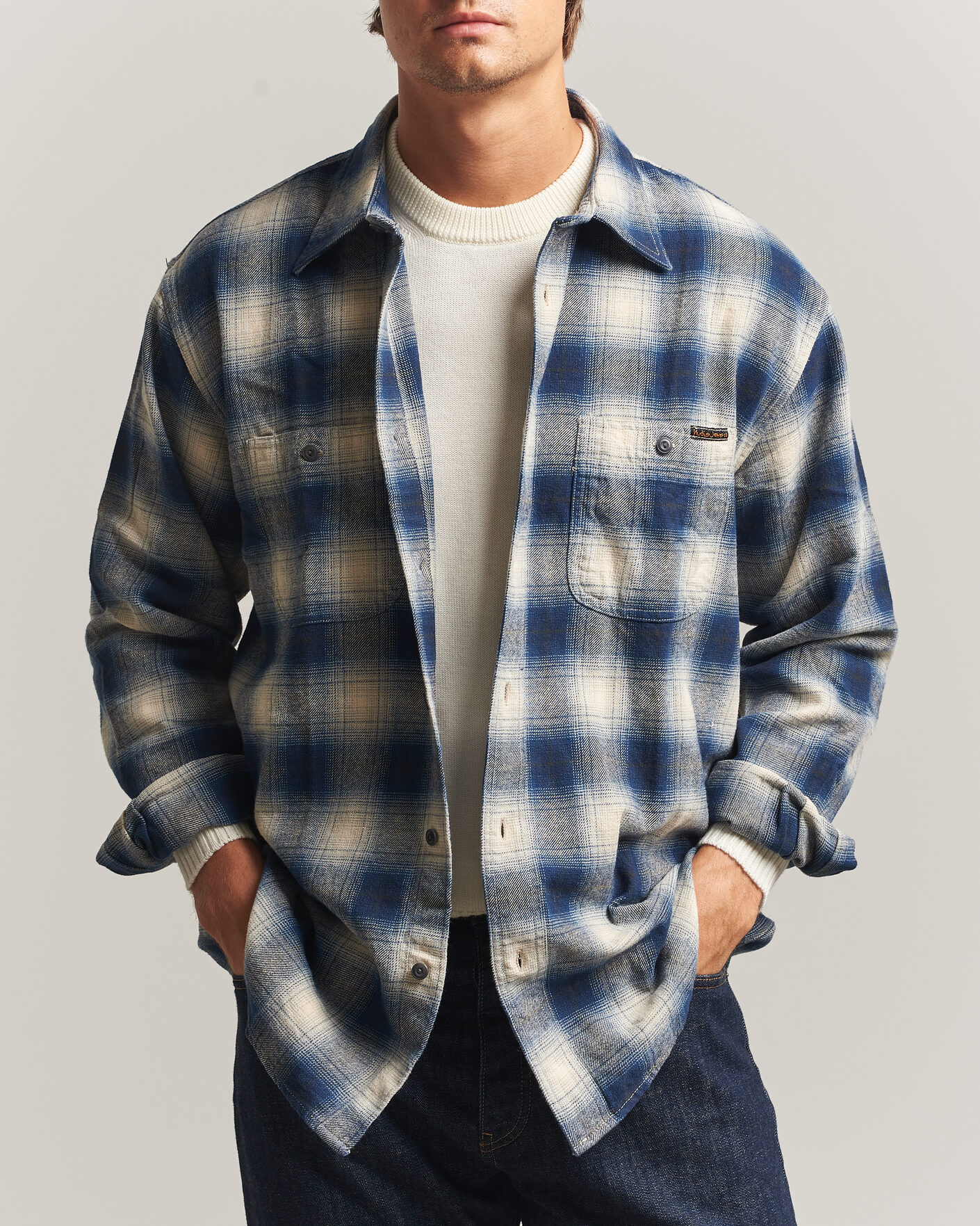 Herren | Hemden | Nudie Jeans | Julian Worker Checked Shirt Blue