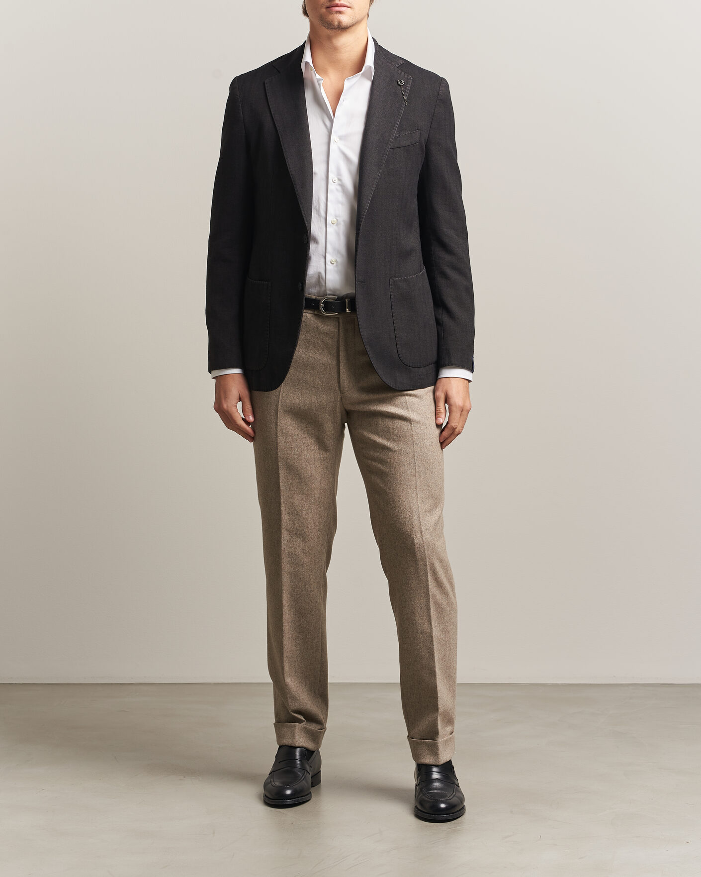 Herren | Sakkos | Santaniello | Soft Touch Cotton Herringbone Blazer Black