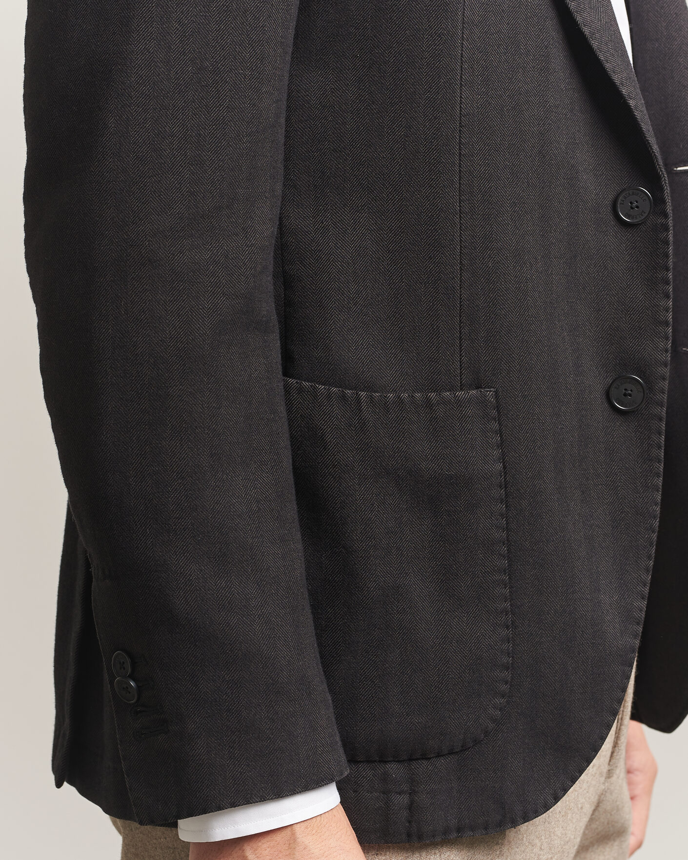 Herren | Sakkos | Santaniello | Soft Touch Cotton Herringbone Blazer Black
