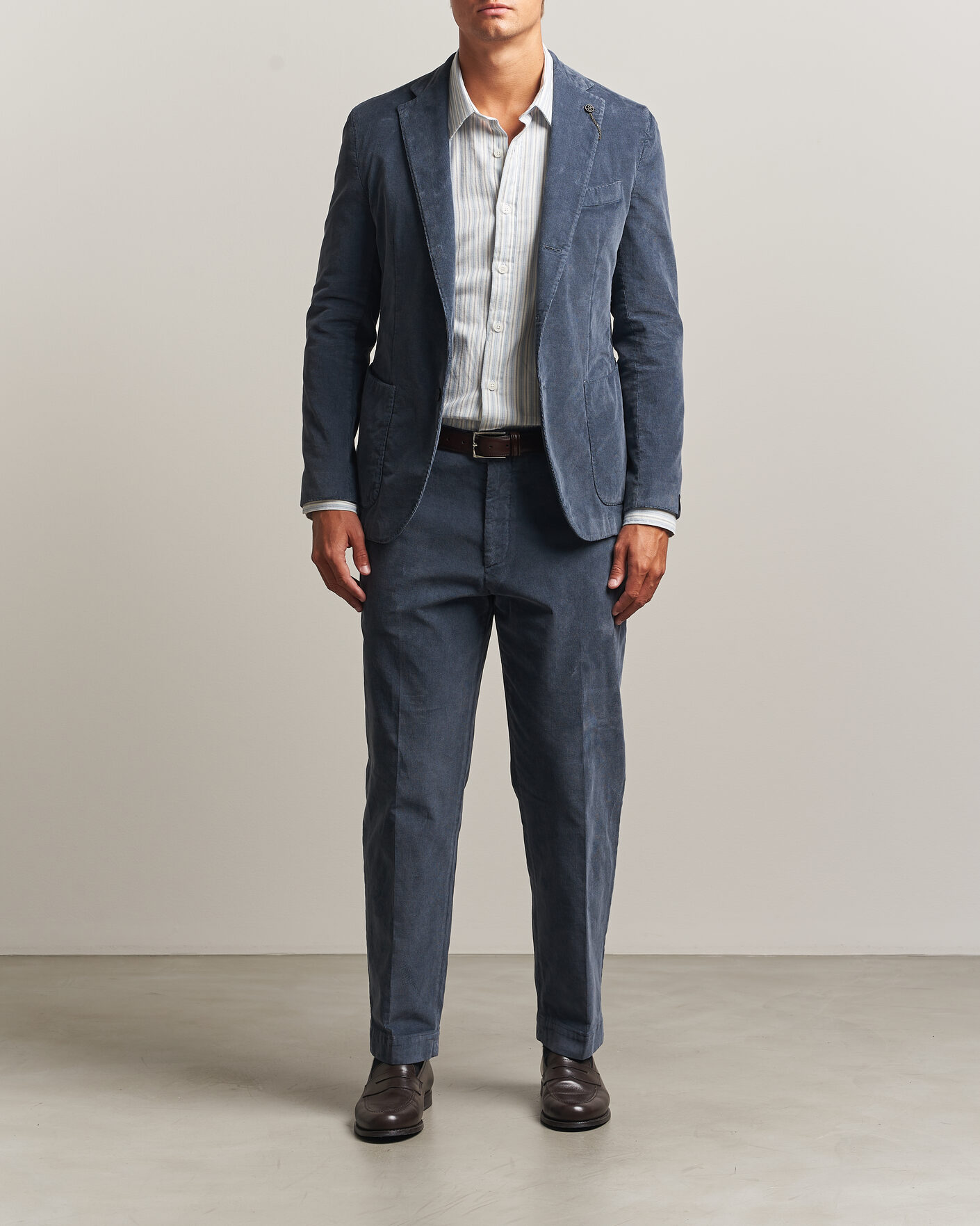 Herren | Hosen | Santaniello | Corduroy Trousers Iron Blue
