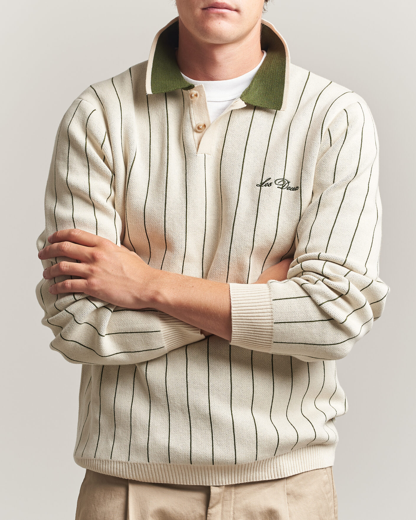 Herren | Pullover | LES DEUX | Signature Knitted Long Sleeve Polo Ivory