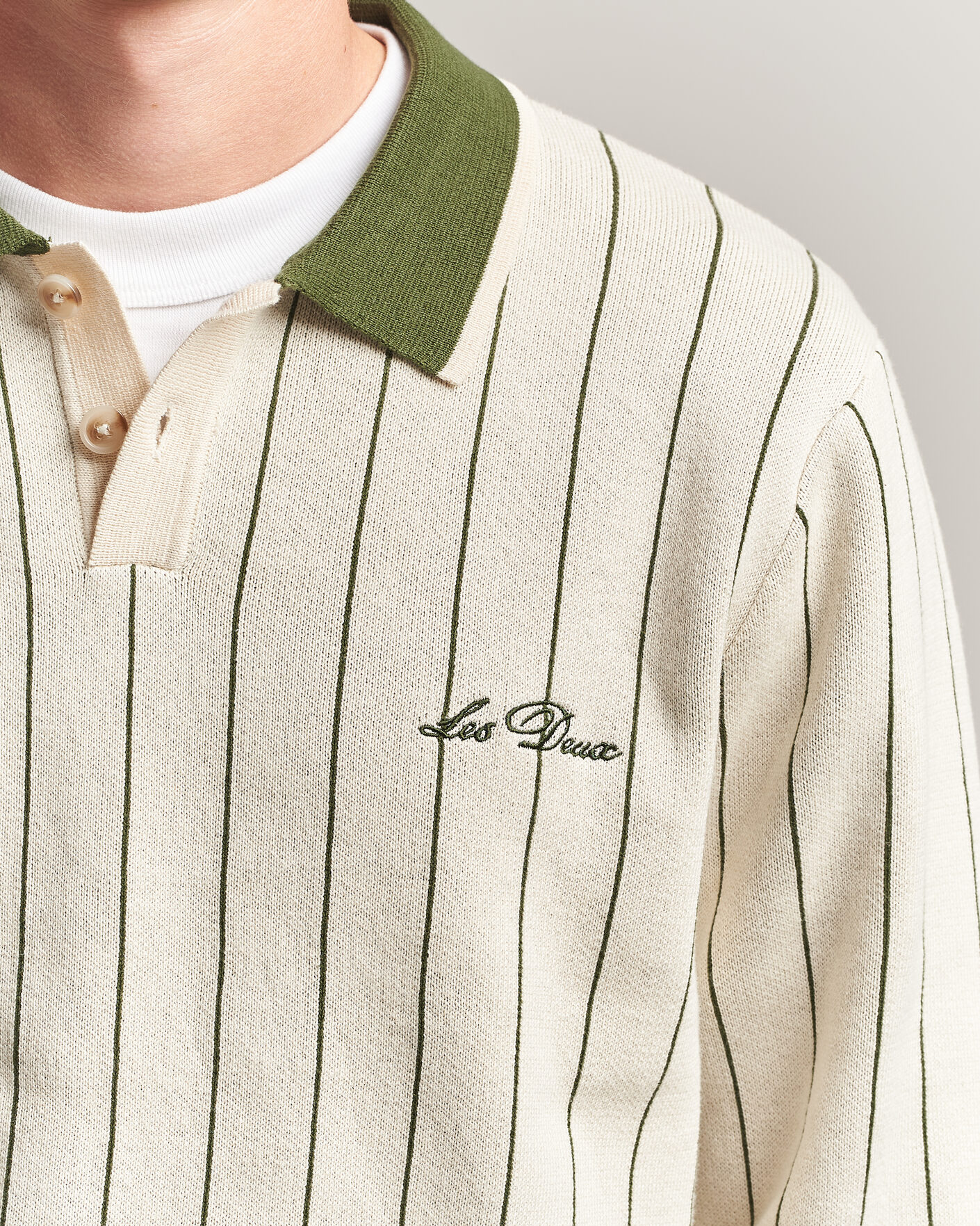 Herren | Pullover | LES DEUX | Signature Knitted Long Sleeve Polo Ivory