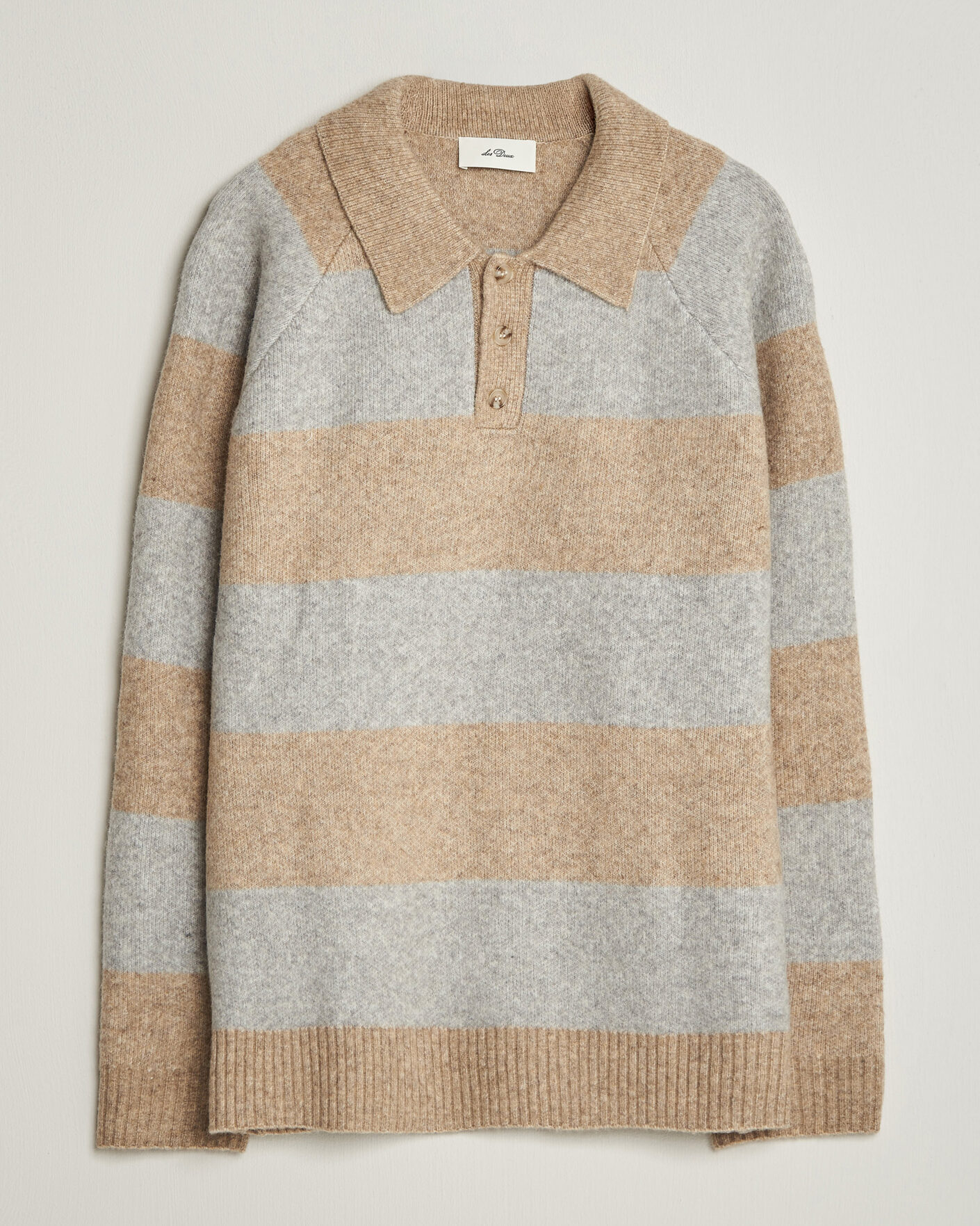 Herren | Pullover | LES DEUX | Striped Melange Knit Polo Light Sand Melange