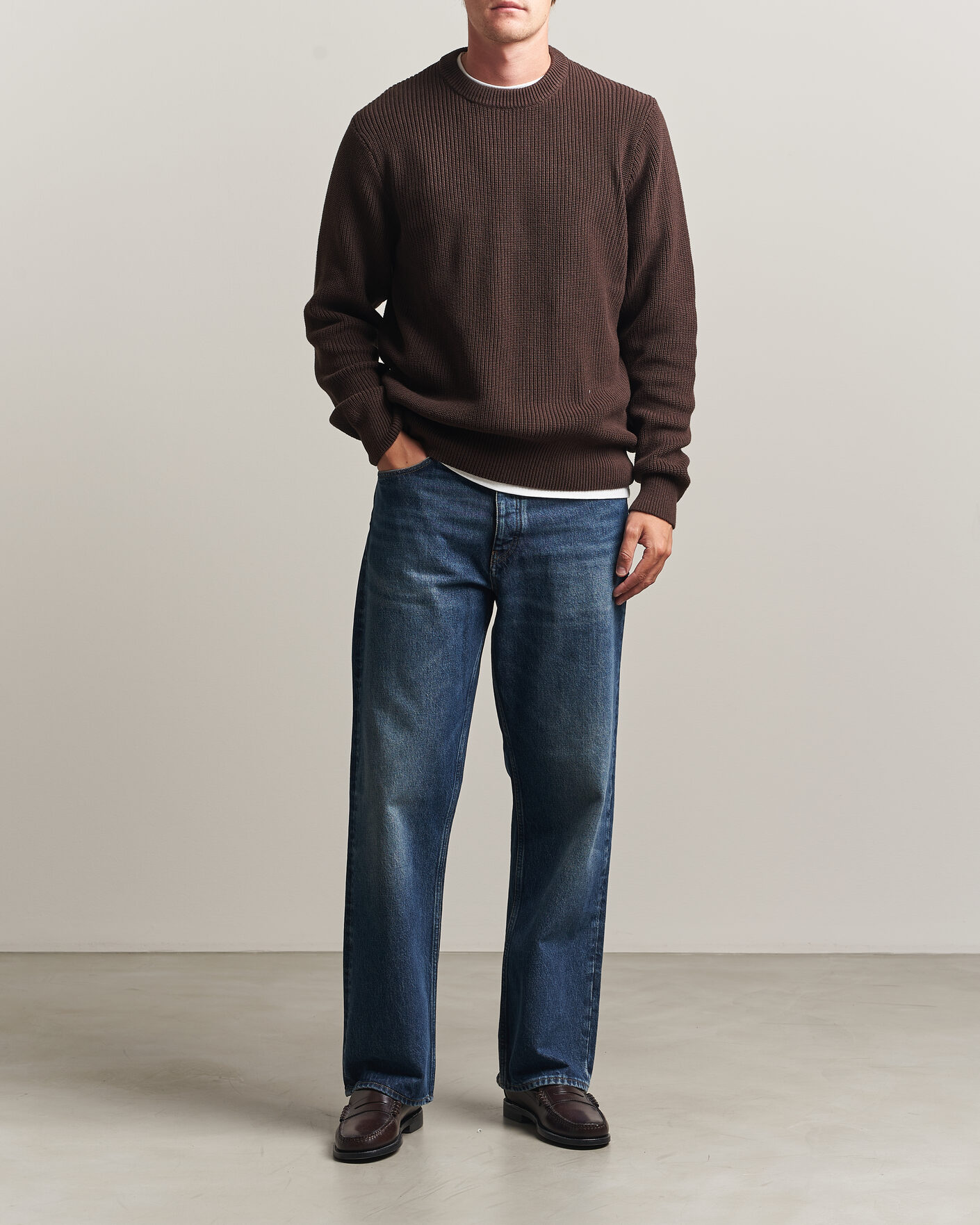 Herren | Pullover | LES DEUX | Rib Crewneck Knit Molé Brown