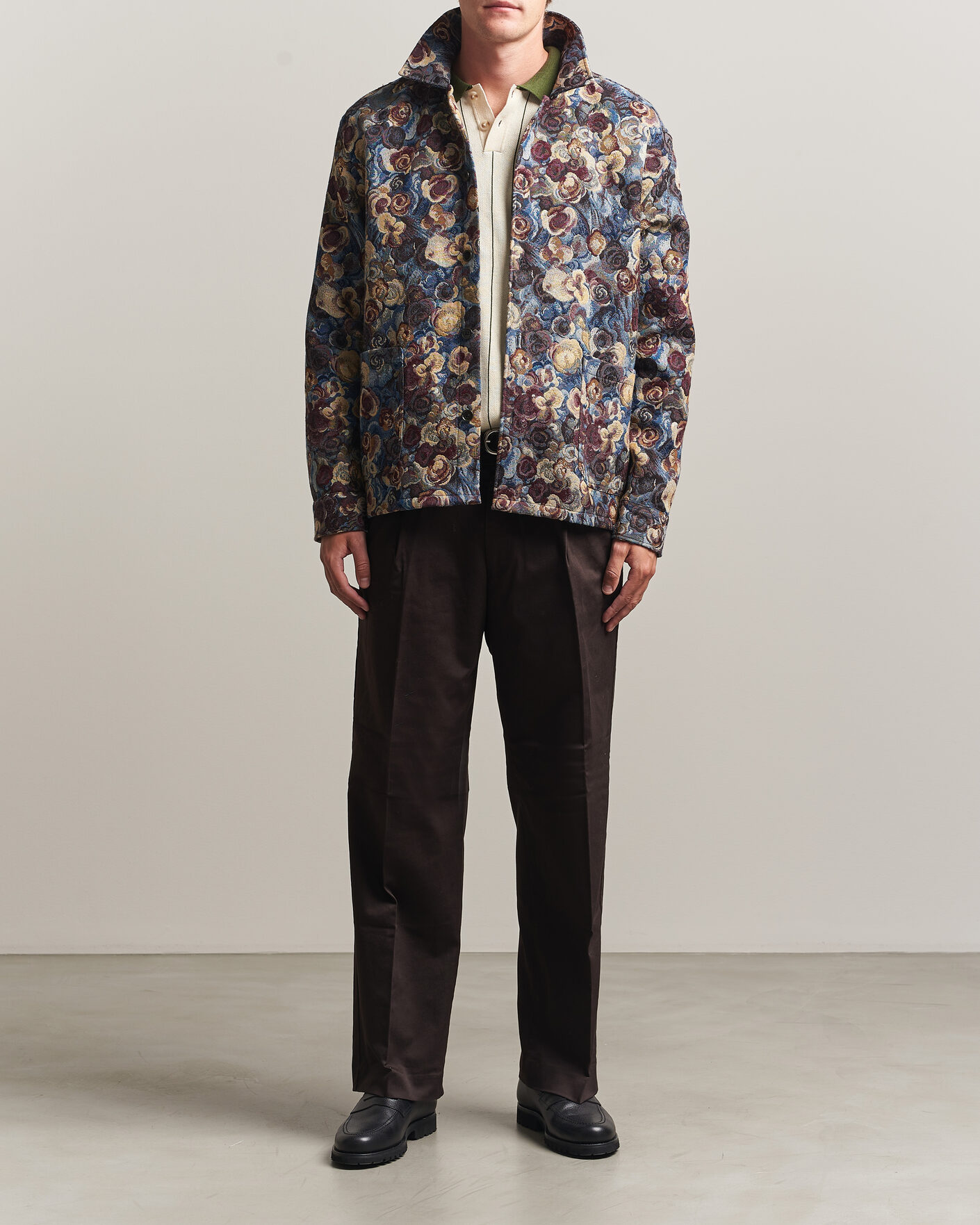 Herren | Hemden | LES DEUX | Flower Jaquard Overshirt Blue Multi