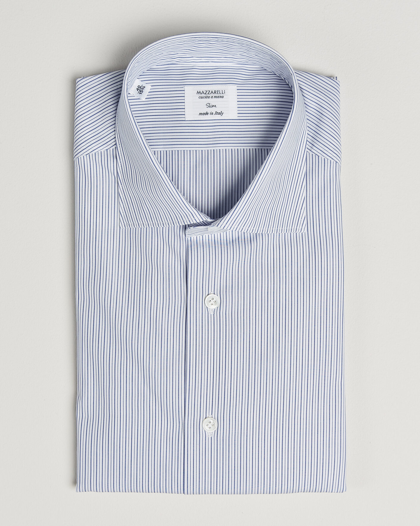 Herren | Hemden | Mazzarelli | Soft Cotton Popeline Shirt Blue Stripe