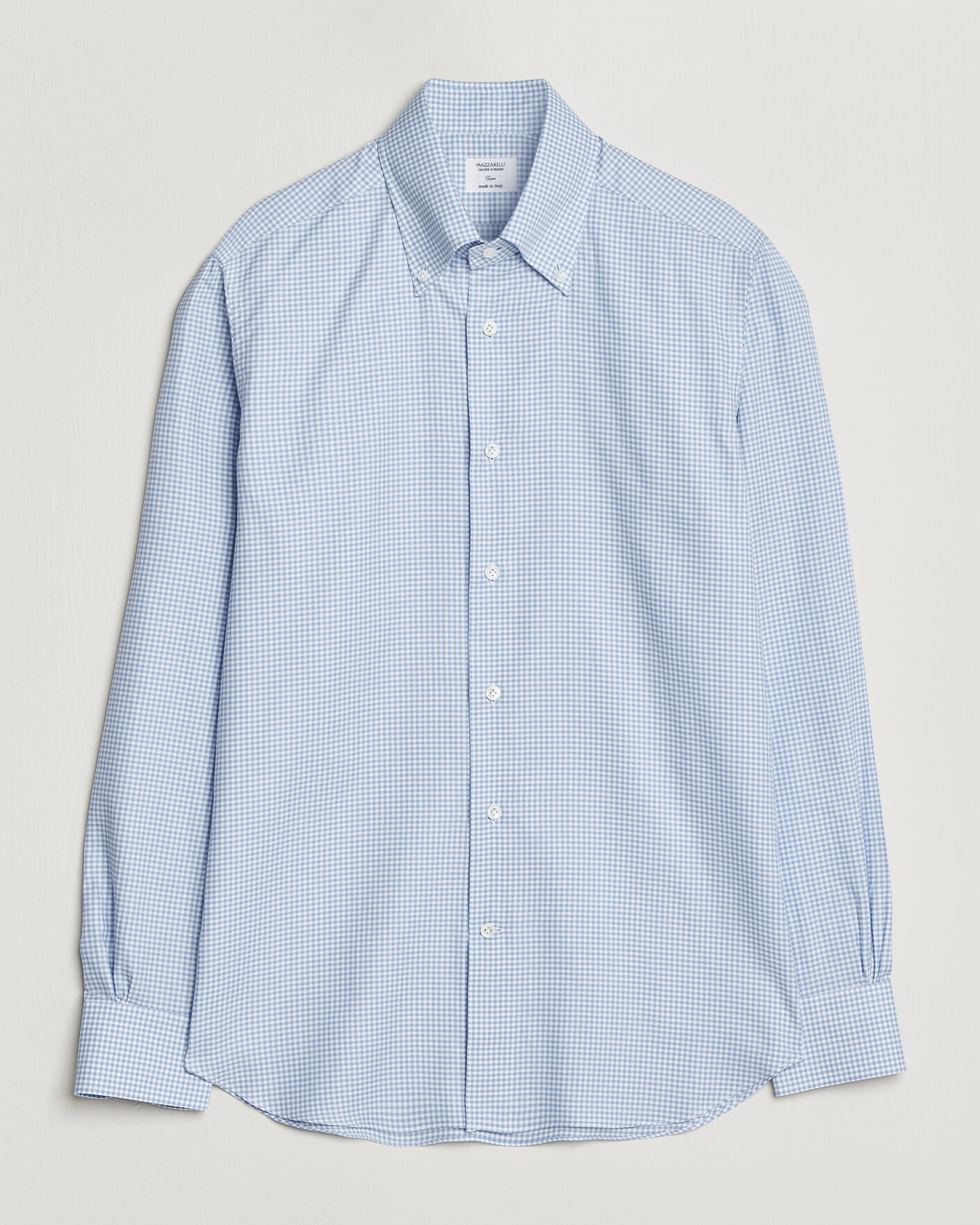 Herren | Hemden | Mazzarelli | Soft Oxford Button Down Shirt Light Blue Check