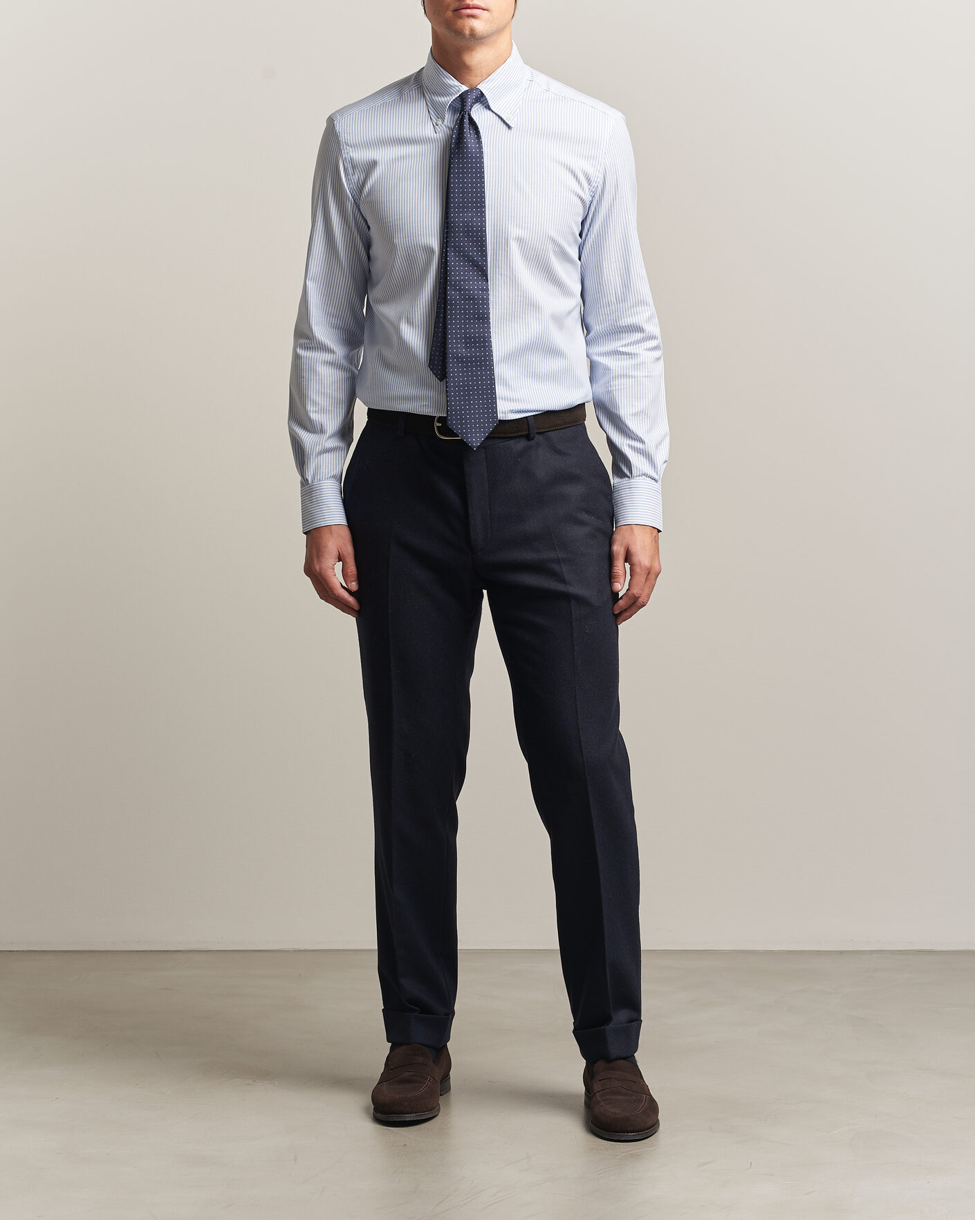Herren | Hemden | Mazzarelli | Soft Oxford Button Down Shirt Light Blue Stripe