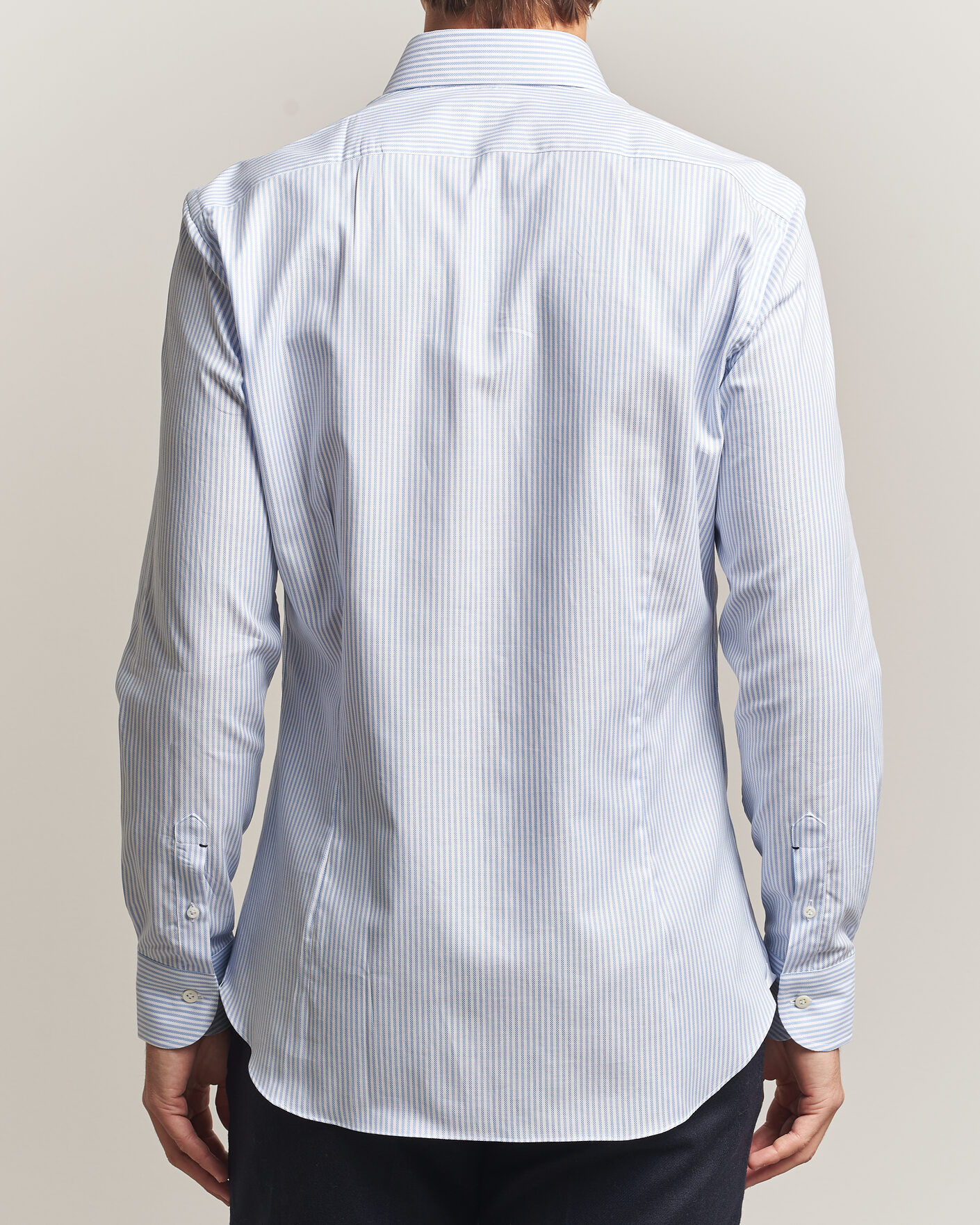 Herren | Hemden | Mazzarelli | Soft Oxford Button Down Shirt Light Blue Stripe