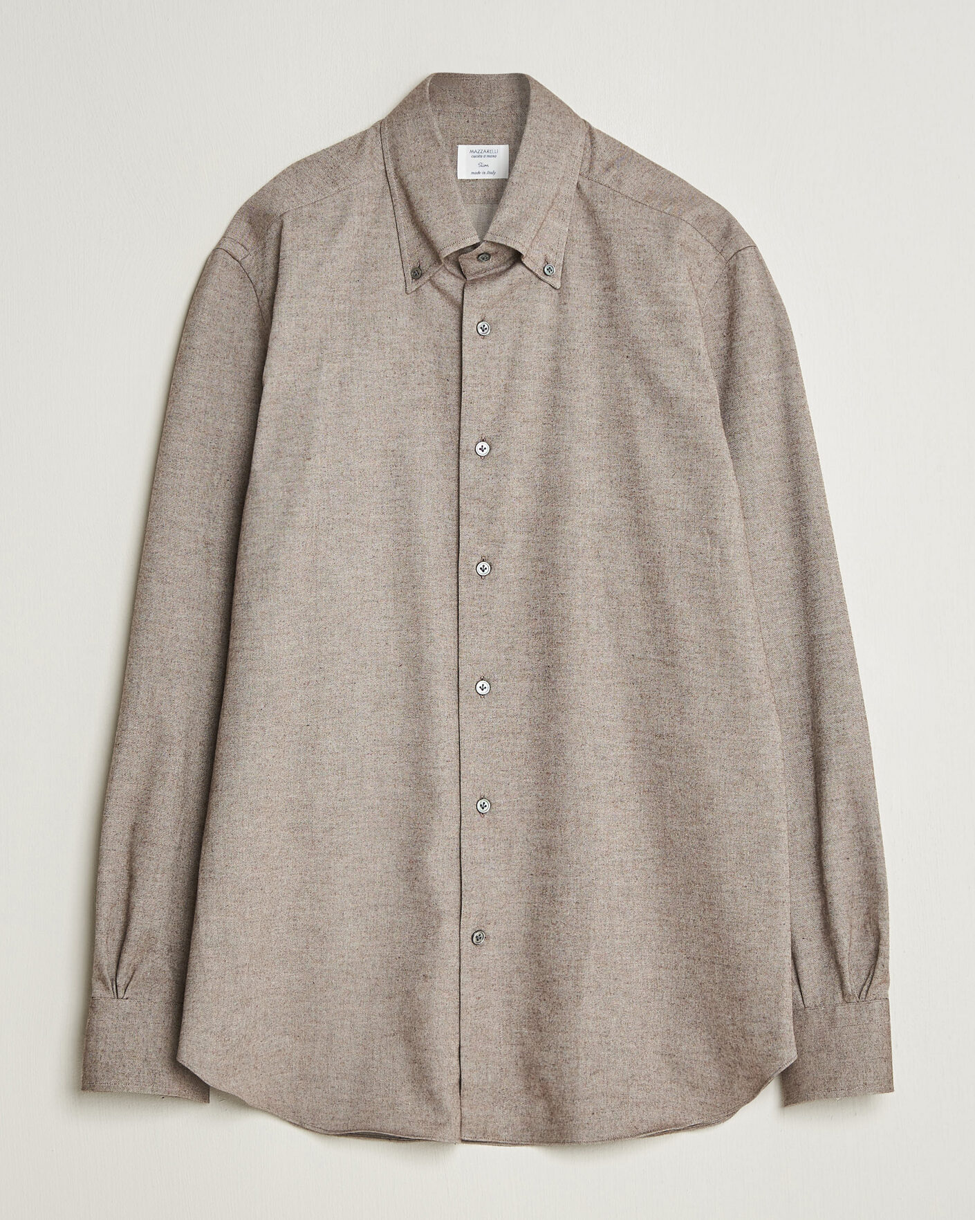 Herren | Hemden | Mazzarelli | Soft Flannel Button Down Shirt Taupe