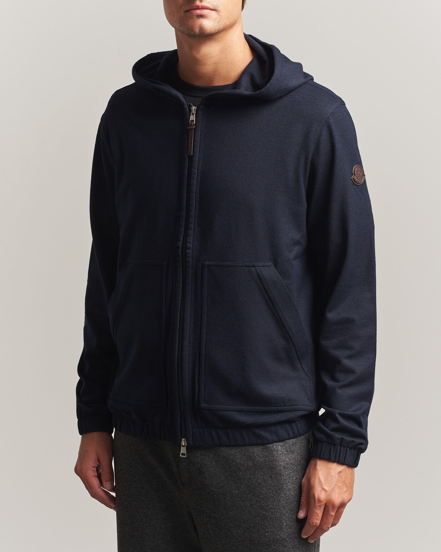 Herren | Pullover | Moncler | Full Zip Flannel Hoodie Navy