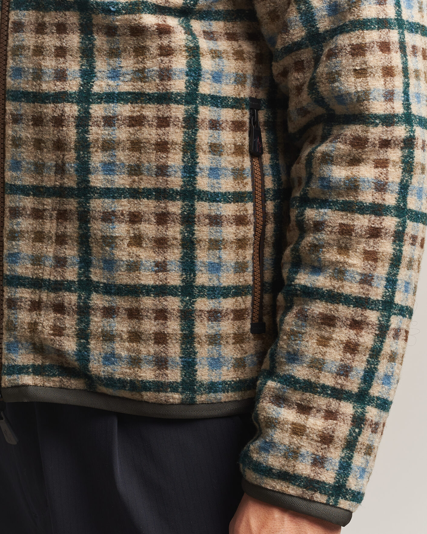 Herren | Pullover | Moncler Grenoble | Sherpa Zip Cardigan Beige/Green
