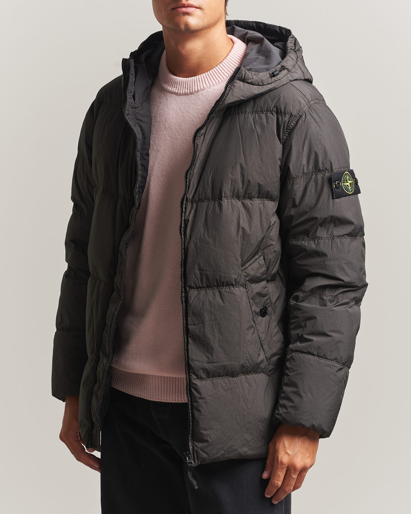 Herren | Jacken | Stone Island | Crinkle Reps Padded Hood Down Jacket Grey