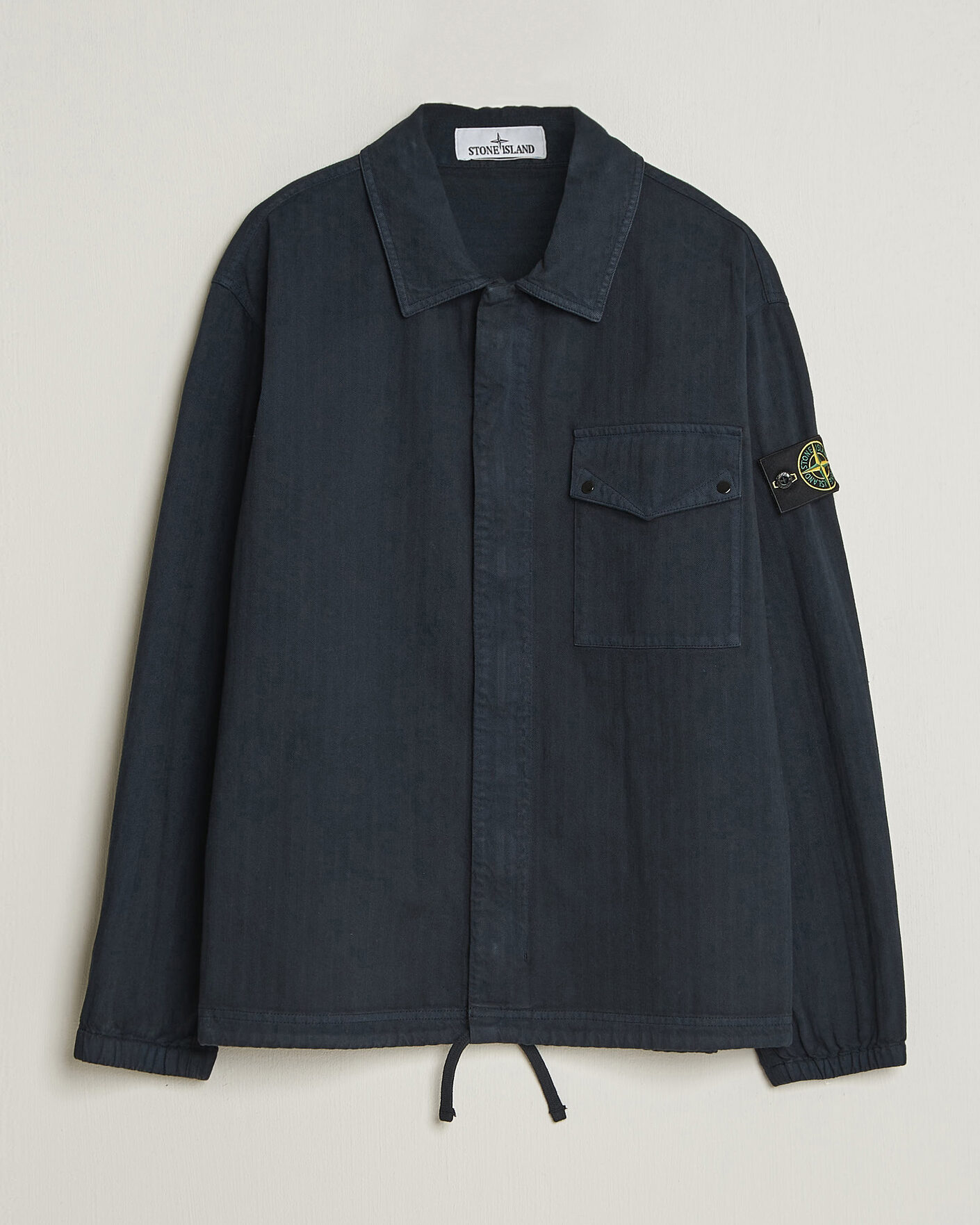 Herren | Hemden | Stone Island | Garment Dyed Cotton Herringbone Overshirt Navy Blue