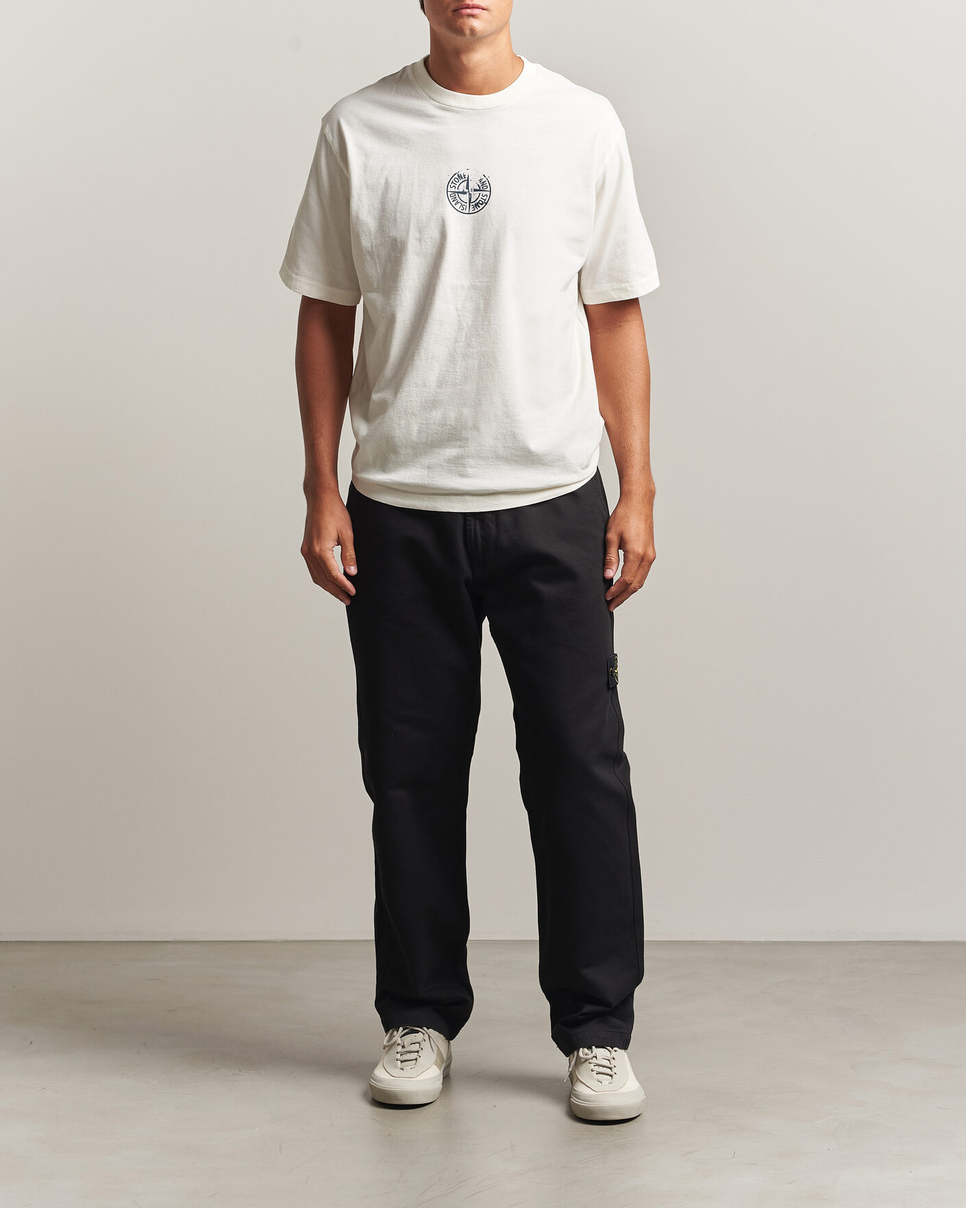 Herren | T-Shirts | Stone Island | Vertical Placement Print Cotton T-Shirt Ivory